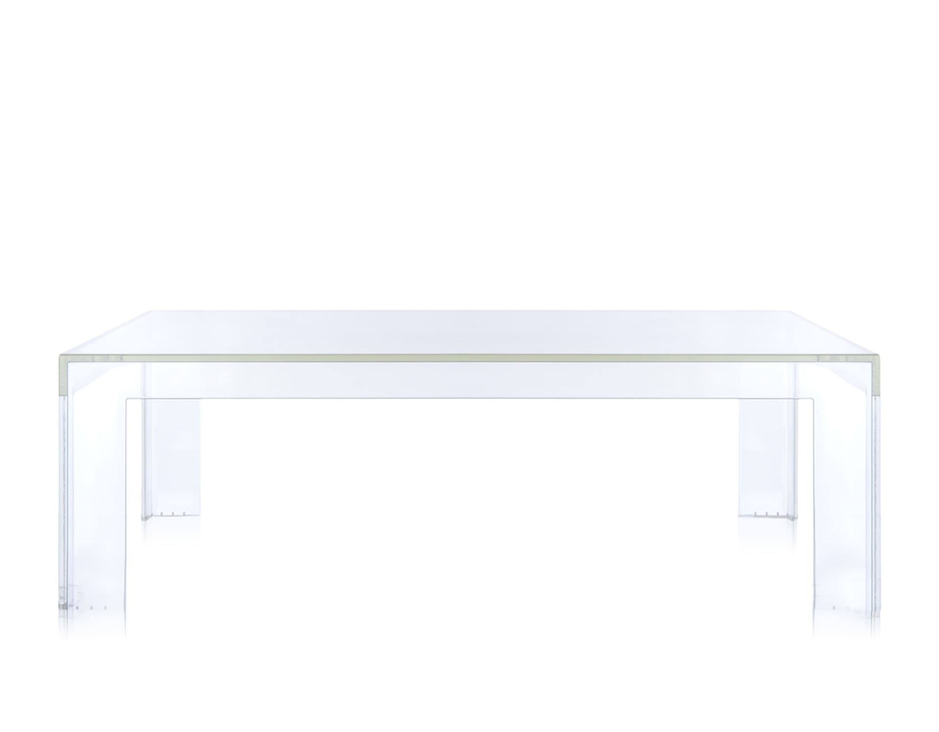 invisible table / square / low / 12.4" h / transparent crystal