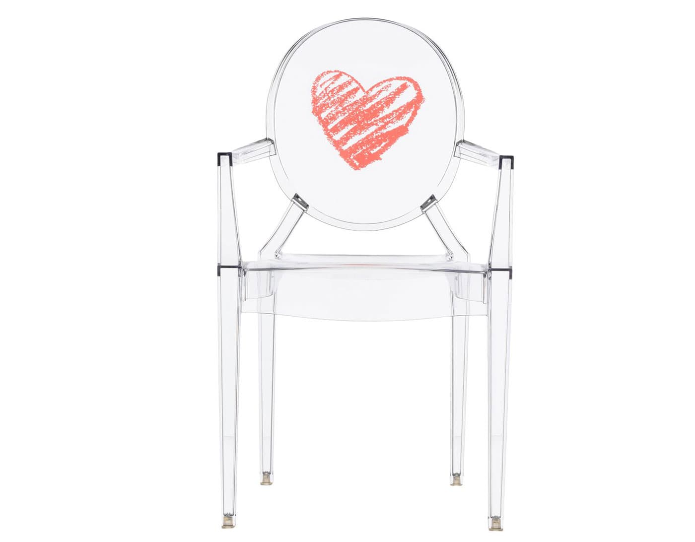 lou lou ghost child's chair / heart - transparent crystal