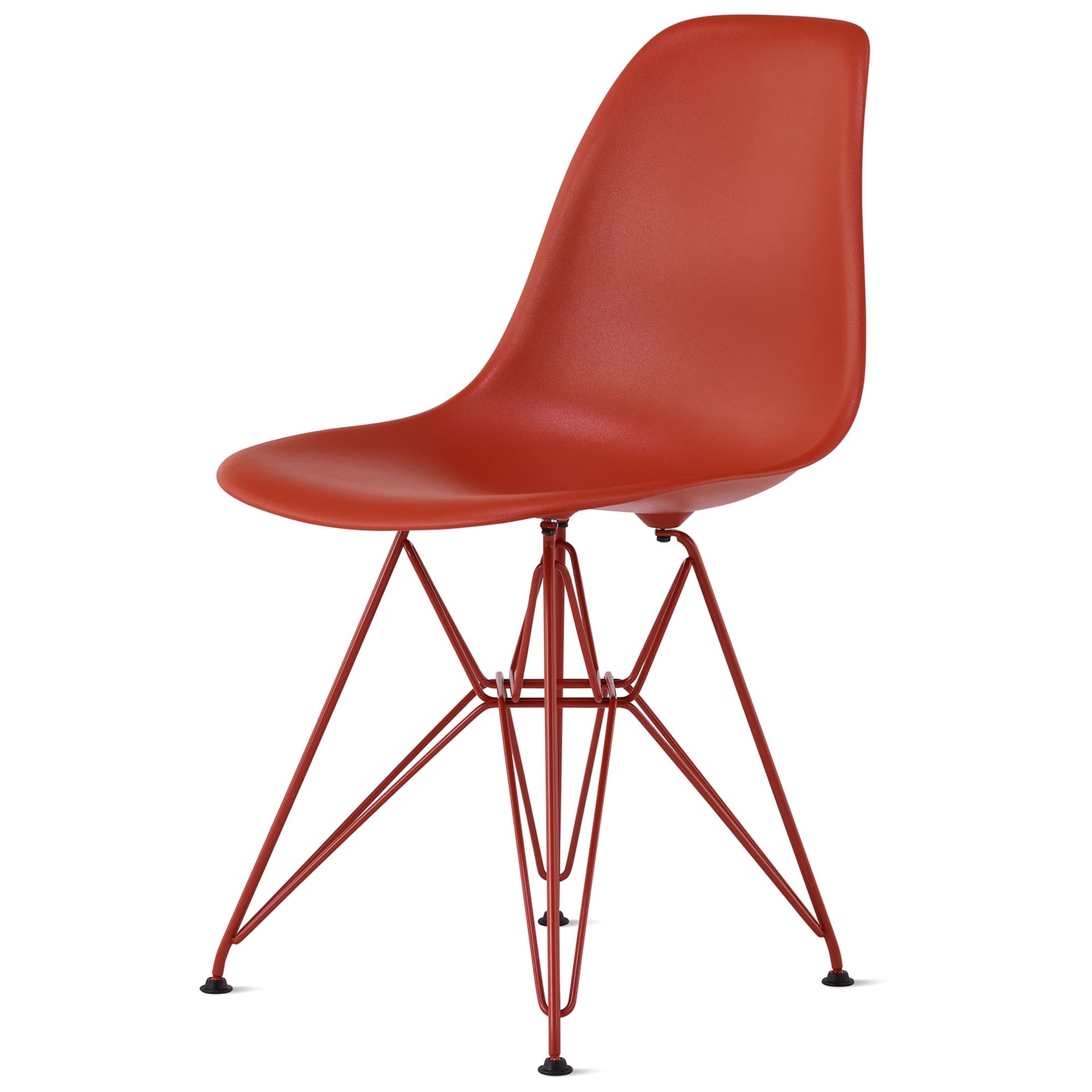 eames molded plastic side chair, herman miller x hay / iron red