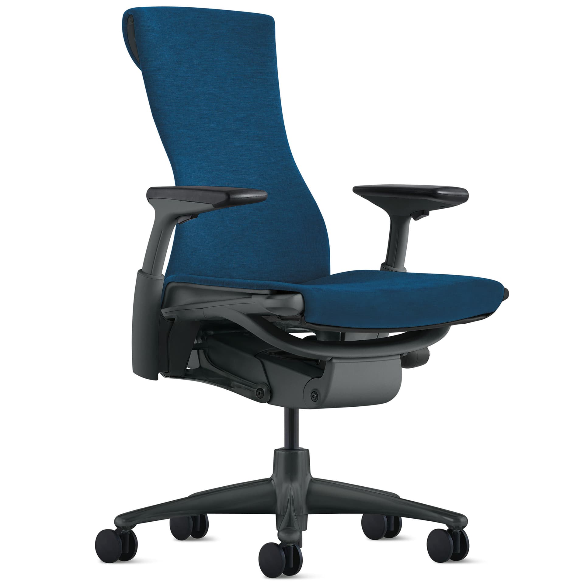 Embody task chair by Herman Miller / graphite base / graphite frame / medley blue grotto fabric