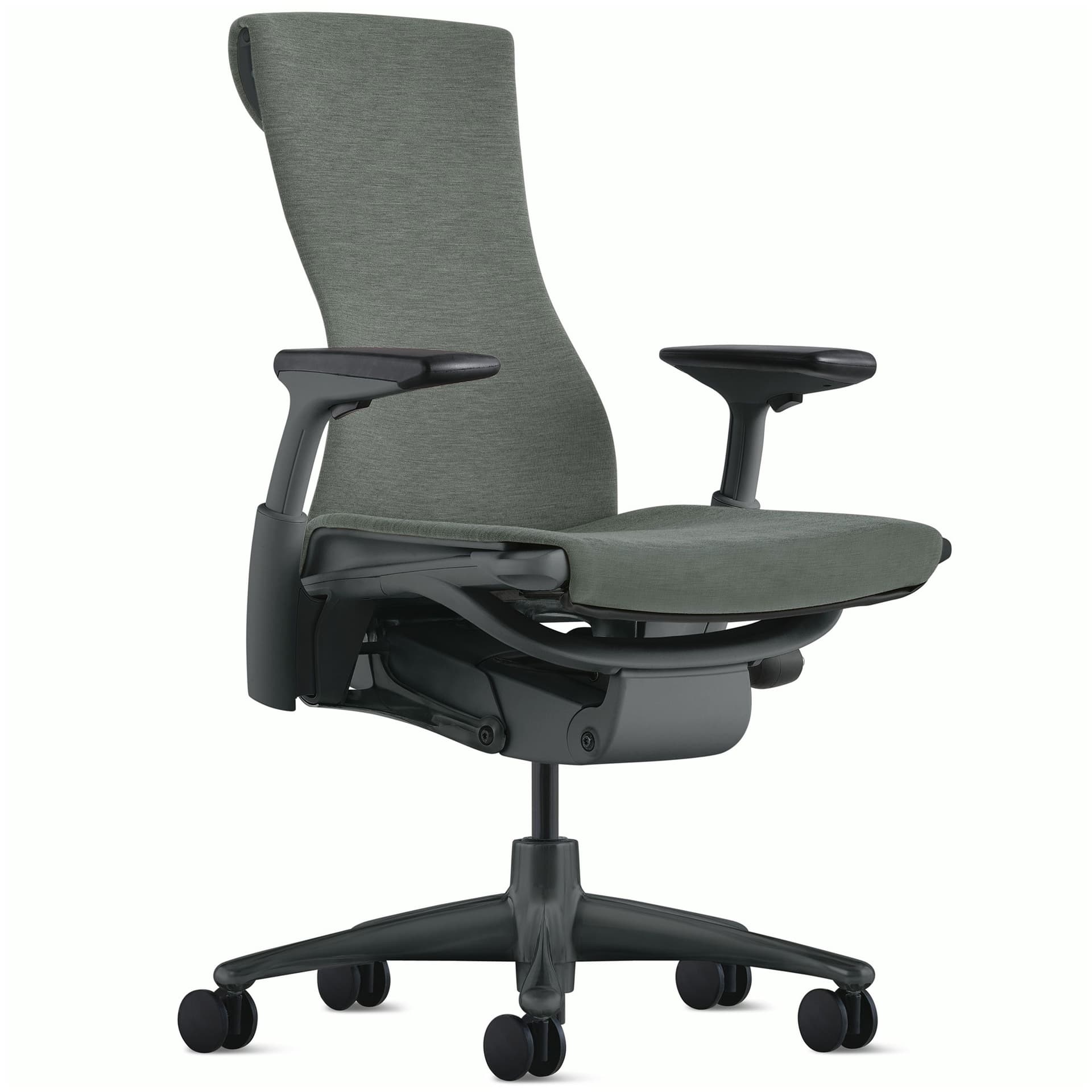Embody task chair by Herman Miller / graphite base / graphite frame / medley feather grey fabric