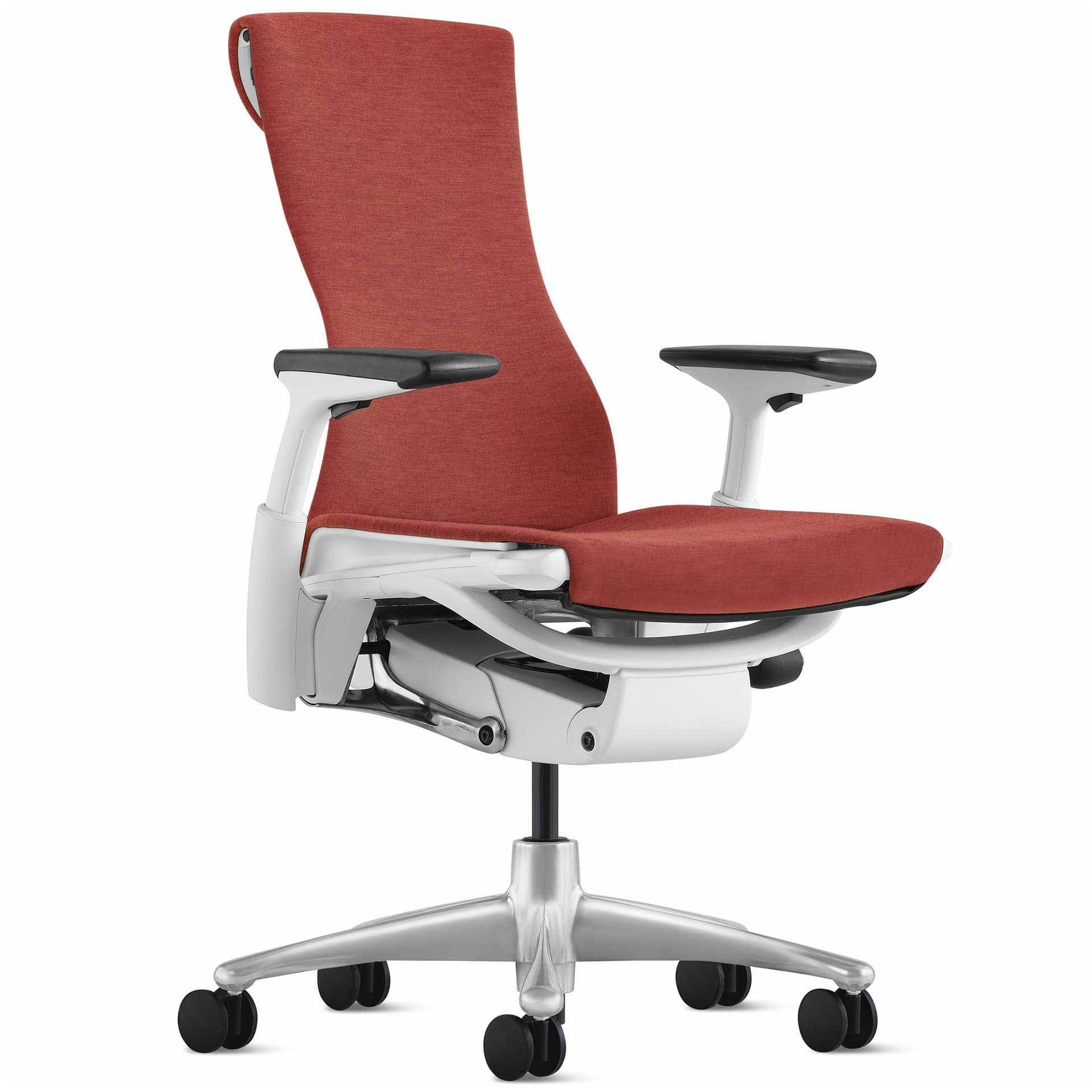 Embody task chair by Herman Miller / titanium base / white frame / sync canyon fabric