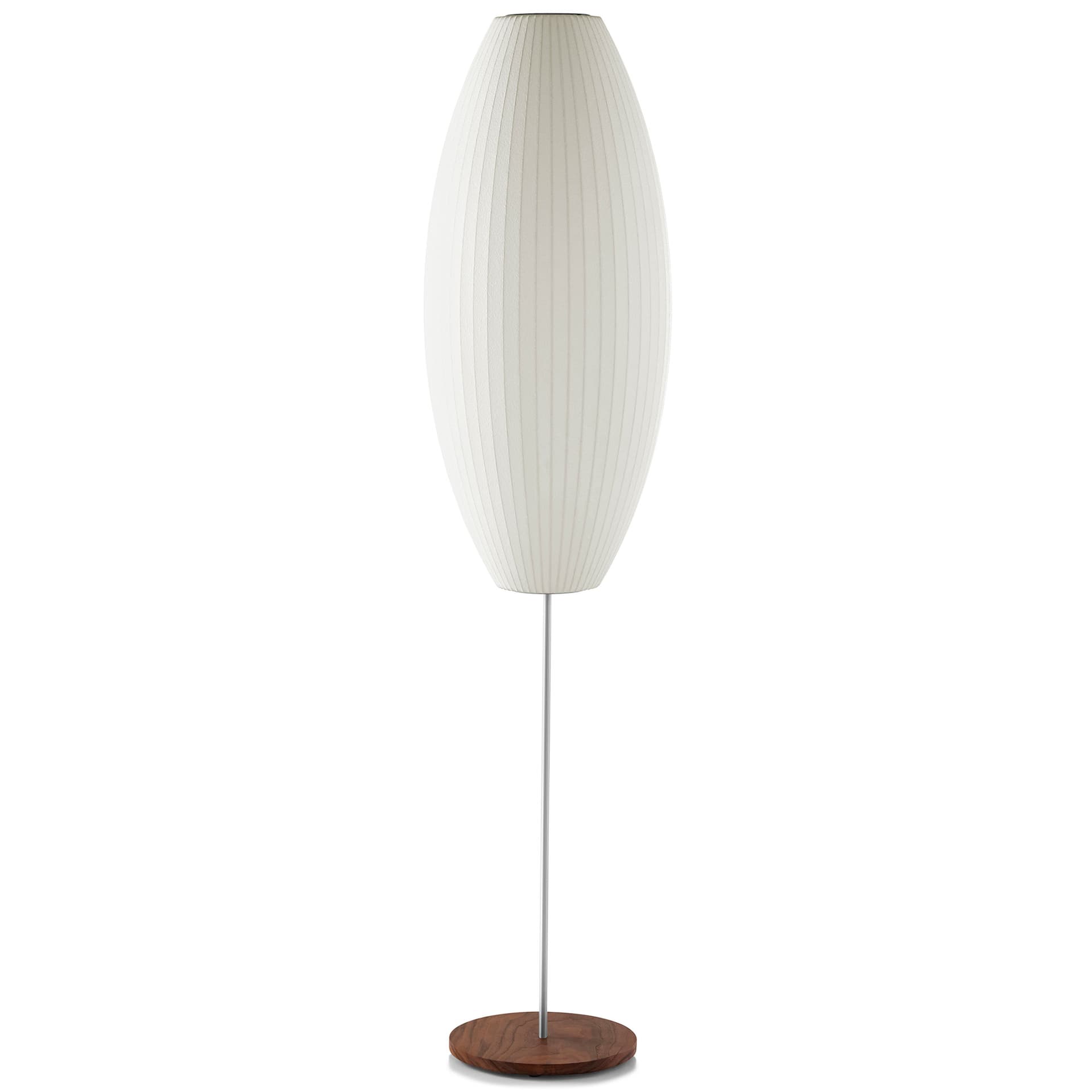 nelson cigar bubble floor lamp on lotus stand / large / walnut
