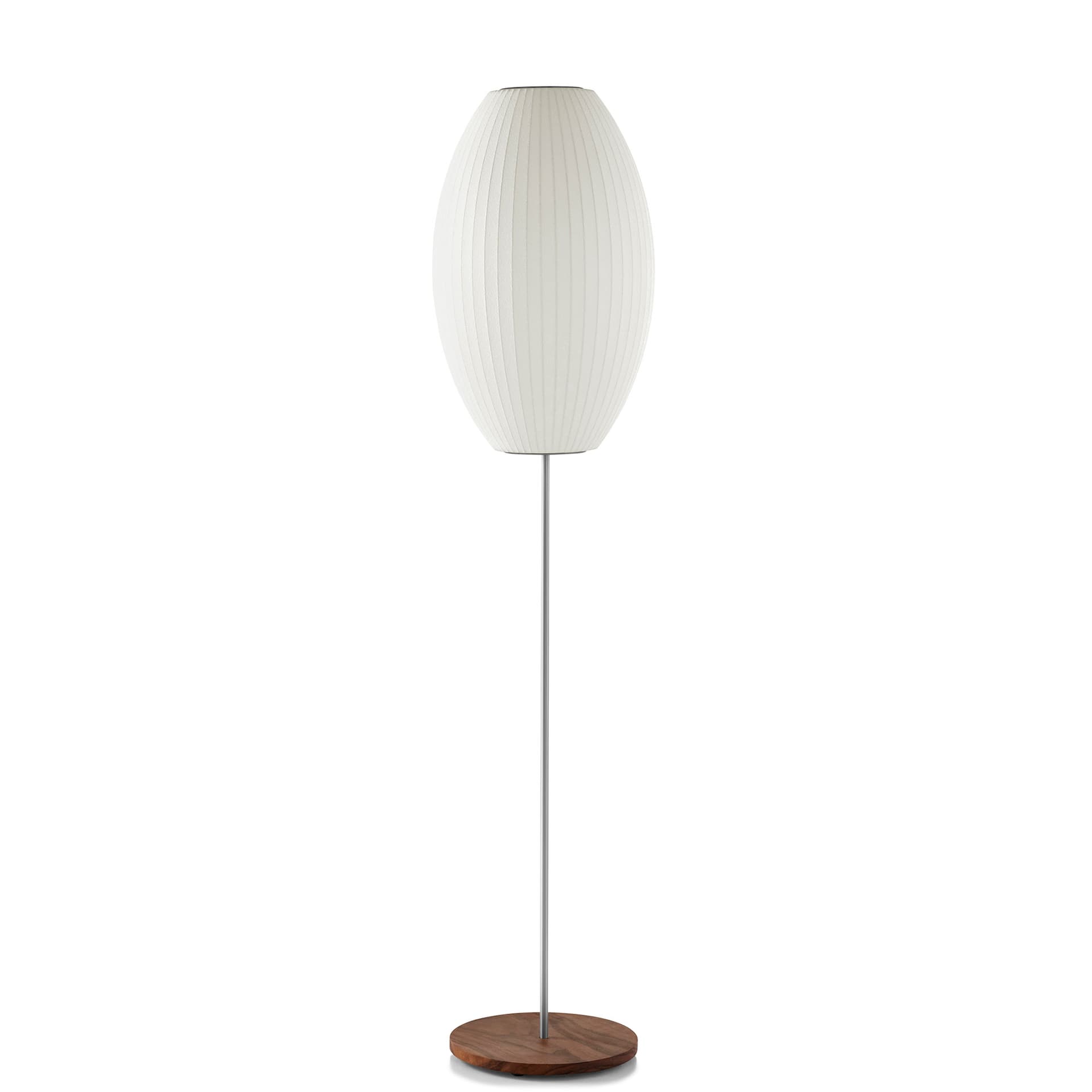 nelson cigar bubble floor lamp on lotus stand / medium / walnut base