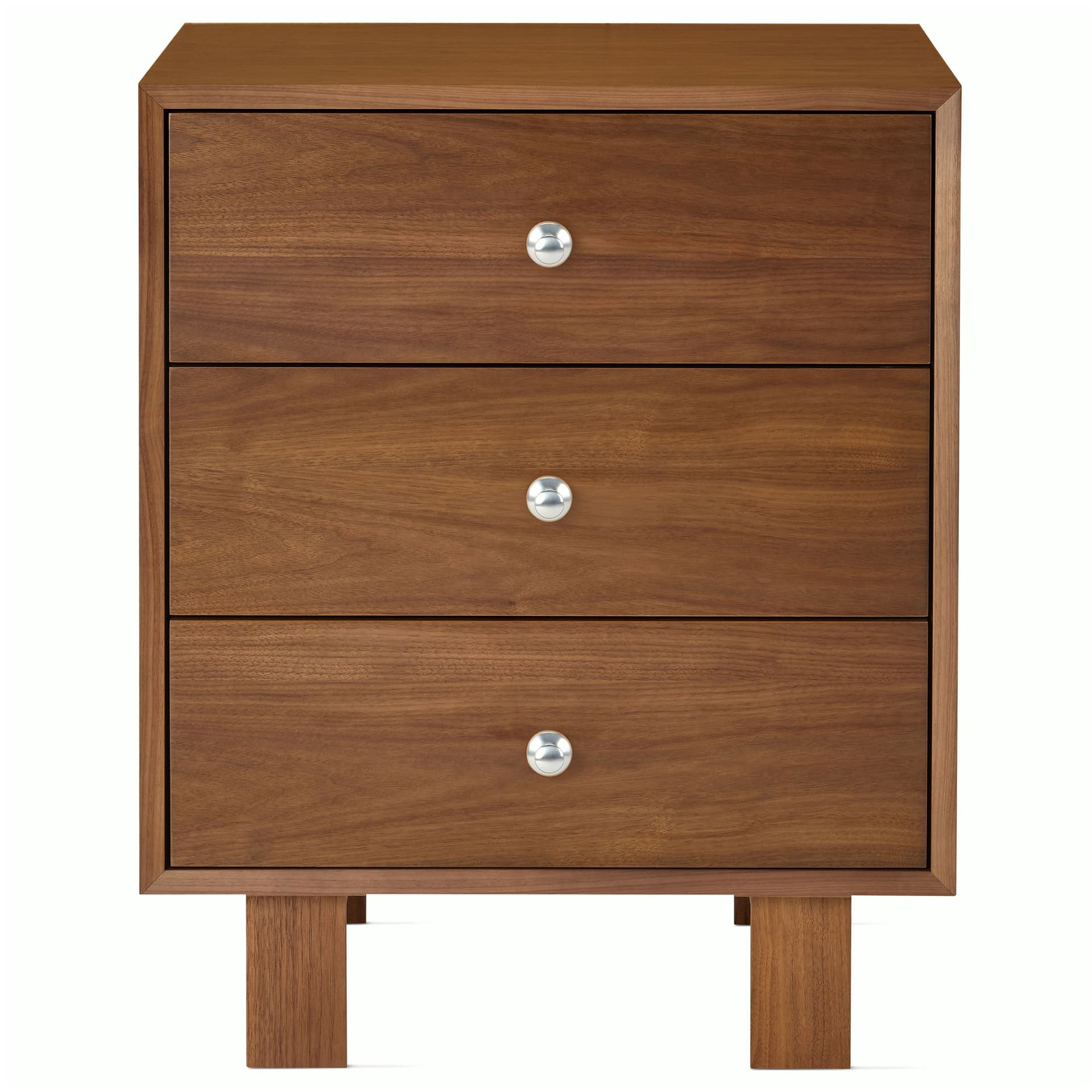 Nelson Basic Cabinet Series 3-Drawer Cabinet / standard legs / aluminum pawn pulls / walnut finish
