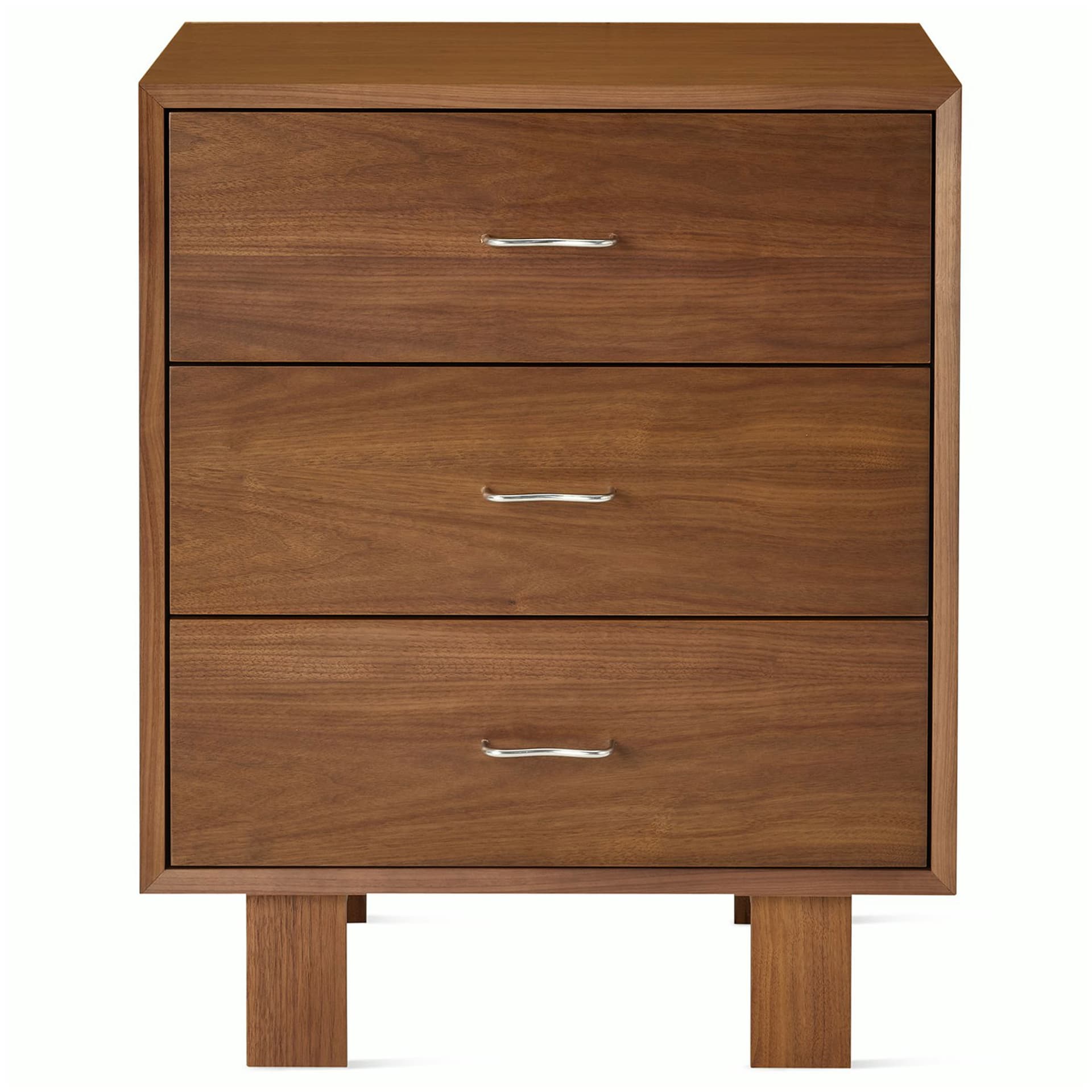 Nelson Basic Cabinet Series 3-Drawer Cabinet / standard legs / aluminum wavy pulls / walnut finish