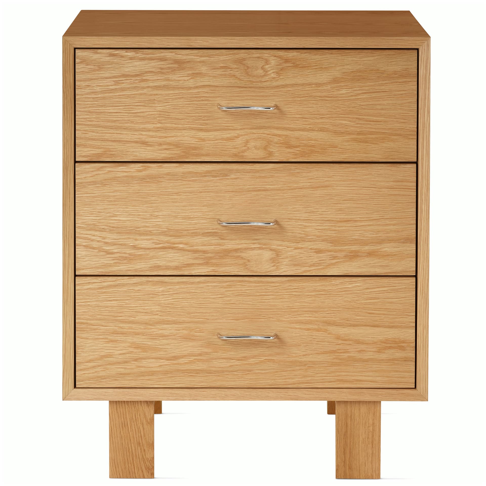 Nelson Basic Cabinet Series 3-Drawer Cabinet / standard legs / aluminum wavy pulls / white oak finish
