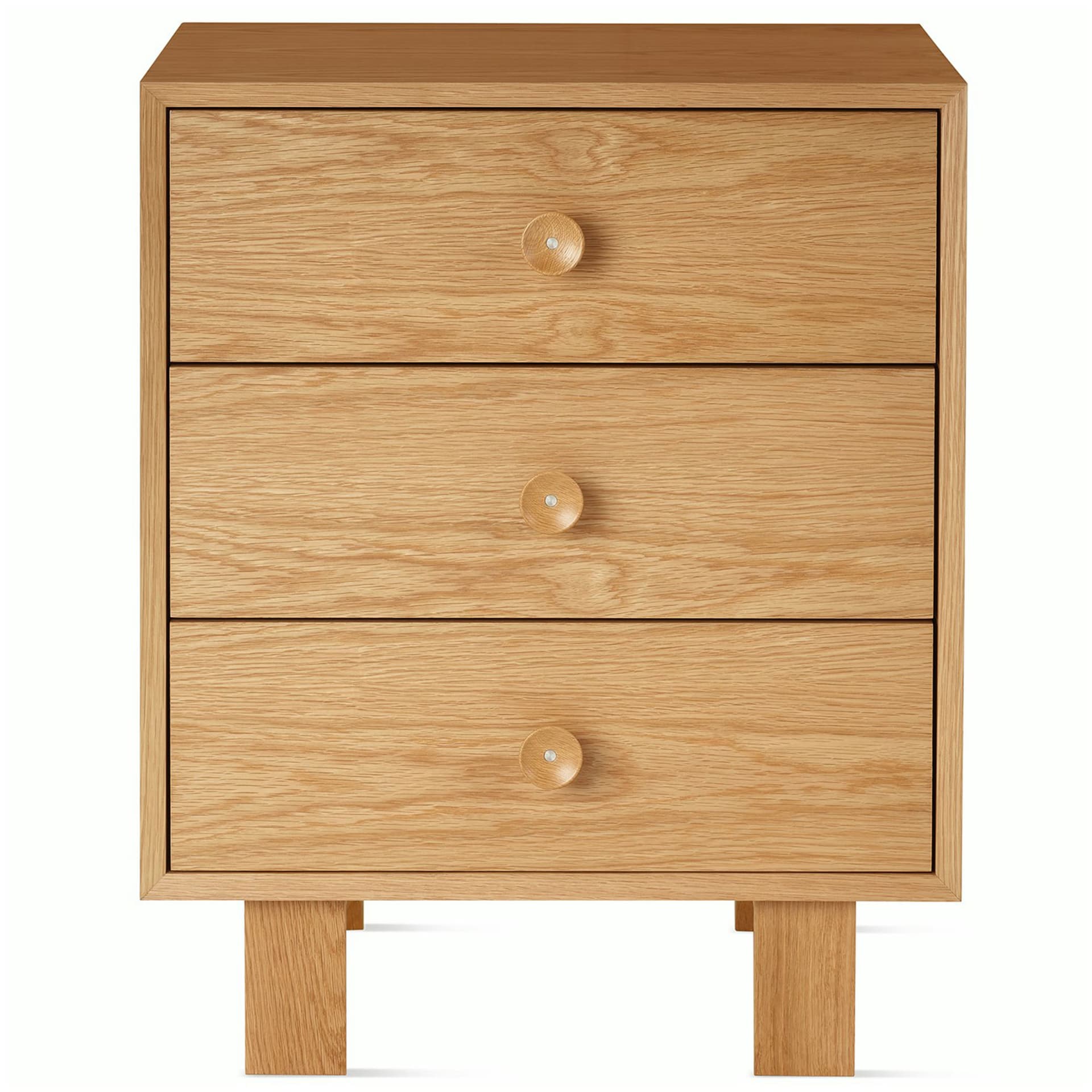 Nelson Basic Cabinet Series 3-Drawer Cabinet / standard legs / wood cupcake pulls / white oak finish