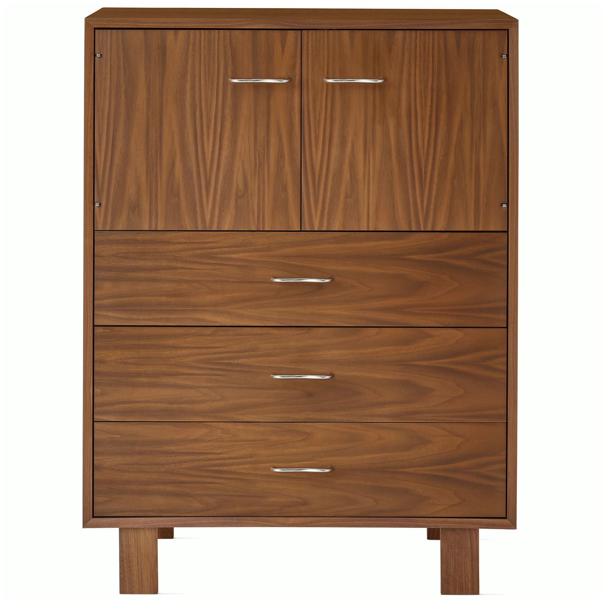 Nelson Basic Cabinet Series Console / standard legs / aluminum wavy pulls / walnut finish