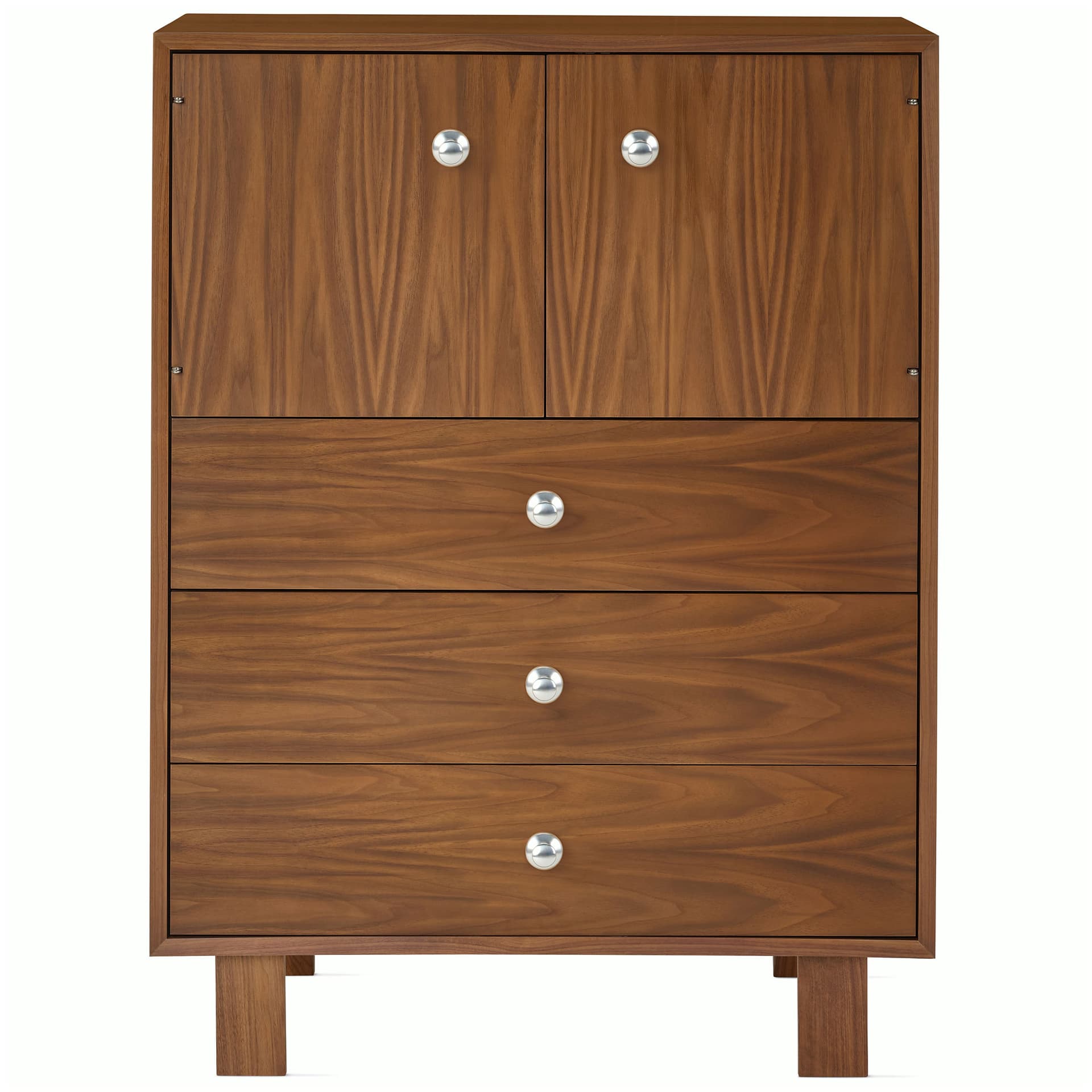 Nelson Basic Cabinet Series Console / standard legs / aluminum pawn pulls / walnut finish