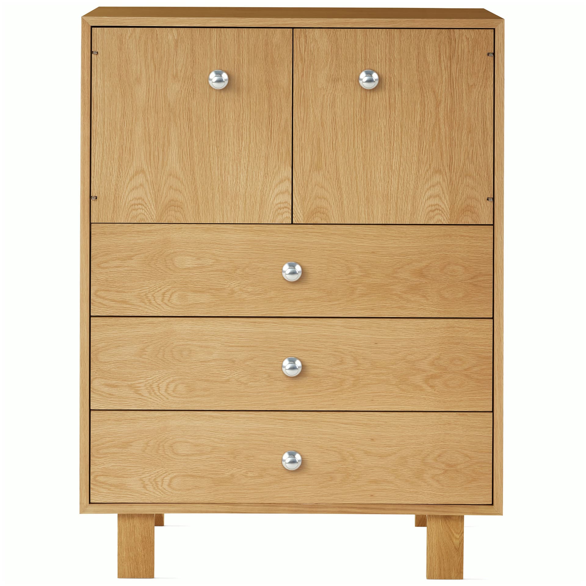 Nelson Basic Cabinet Series Console / standard legs / aluminum pawn pulls / white oak finish