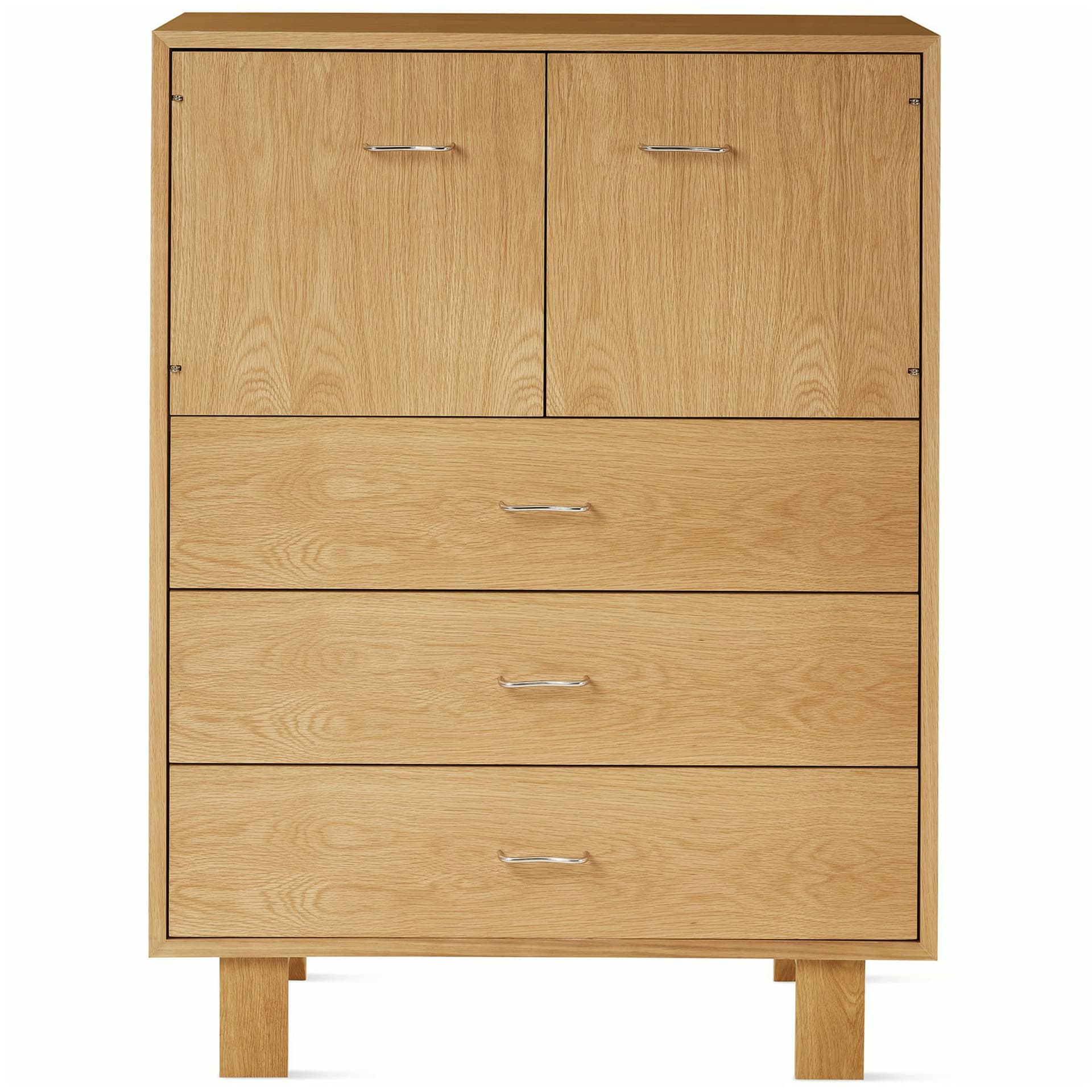Nelson Basic Cabinet Series Console / standard legs / aluminum wavy pulls / white oak finish