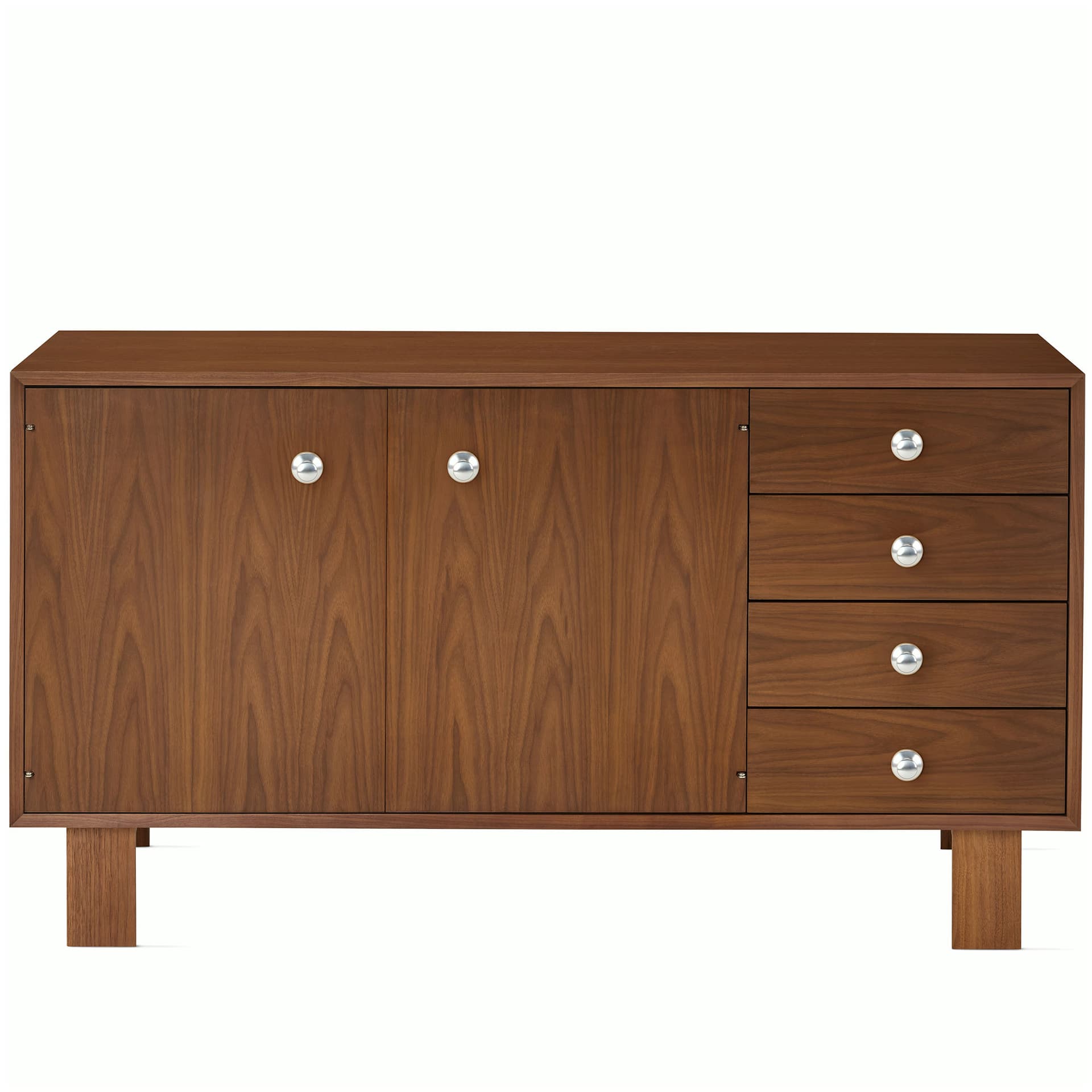 Nelson Basic Cabinet Series Credenza / standard legs / aluminum pawn pulls / walnut finish