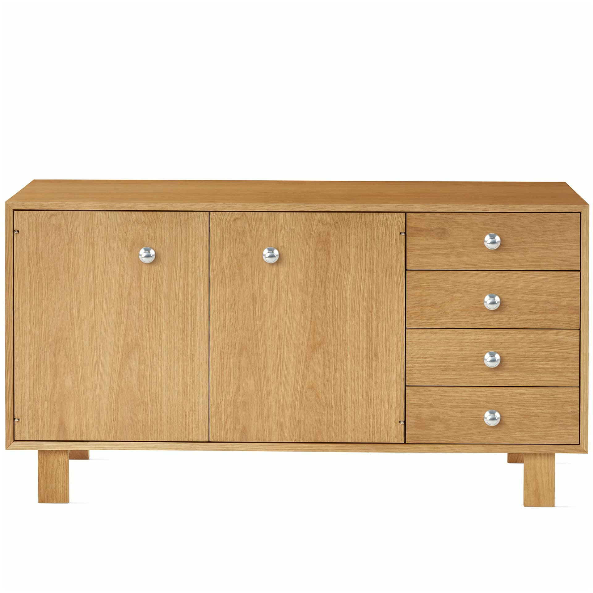 Nelson Basic Cabinet Series Credenza / standard legs / aluminum pawn pulls / white oak finish