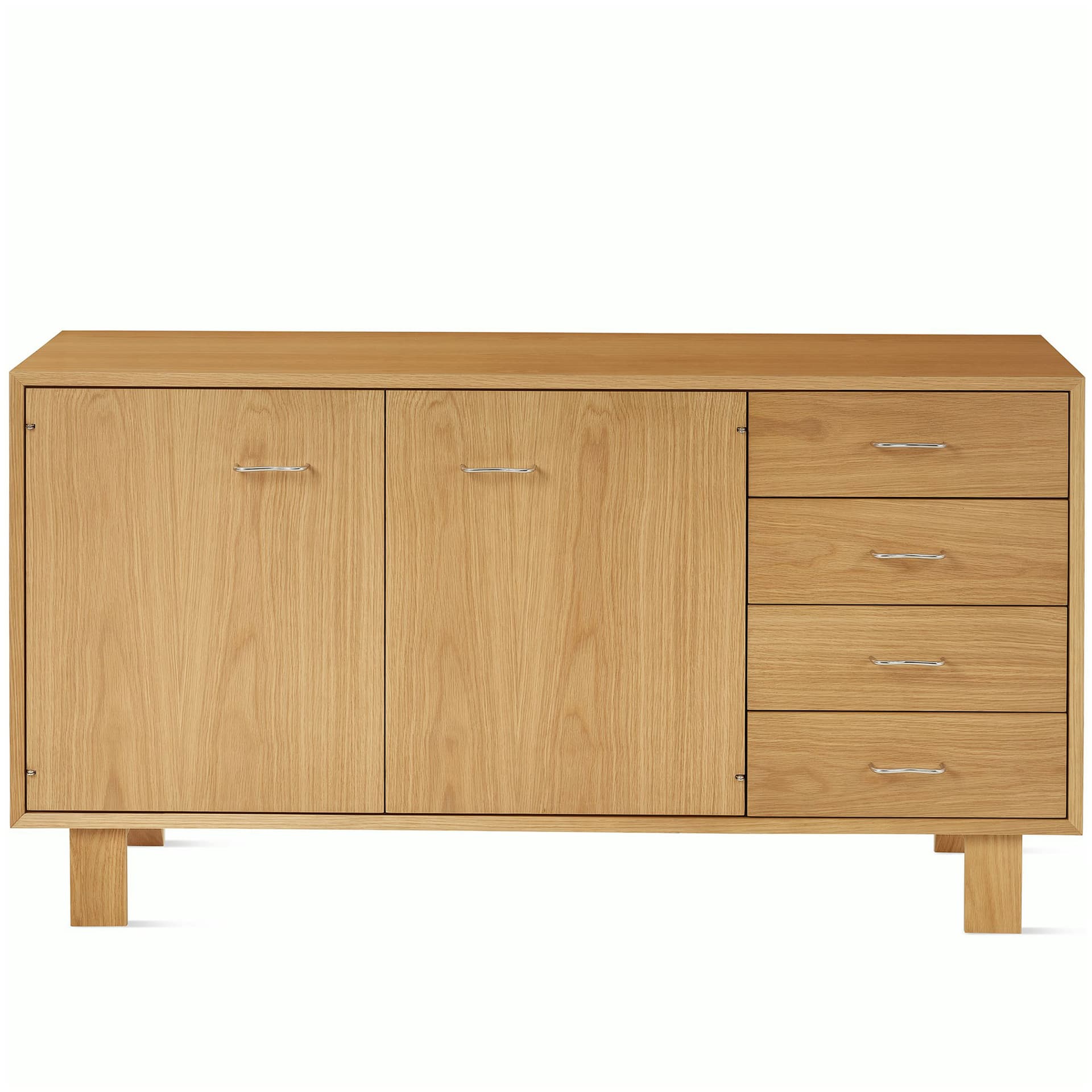 Nelson Basic Cabinet Series Credenza / standard legs / aluminum wavy pulls / white oak finish