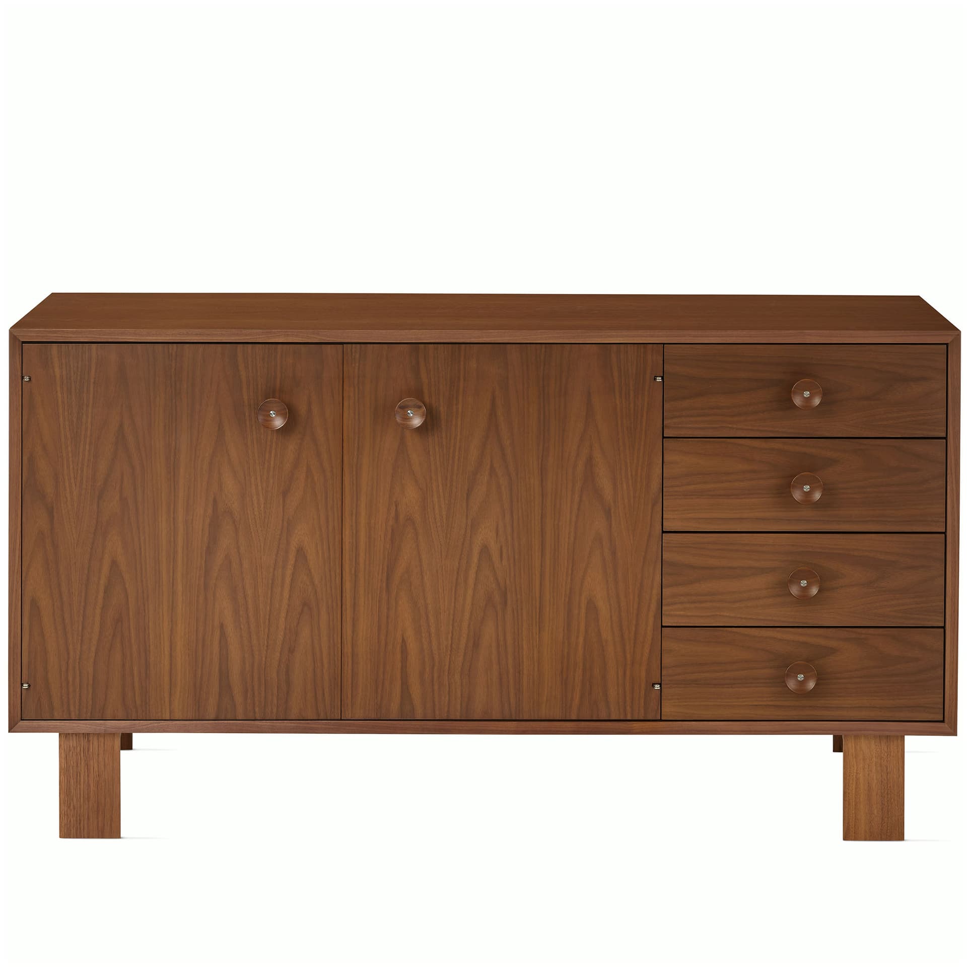 Nelson Basic Cabinet Series Credenza / standard legs / wood cupcake pulls / walnut finish