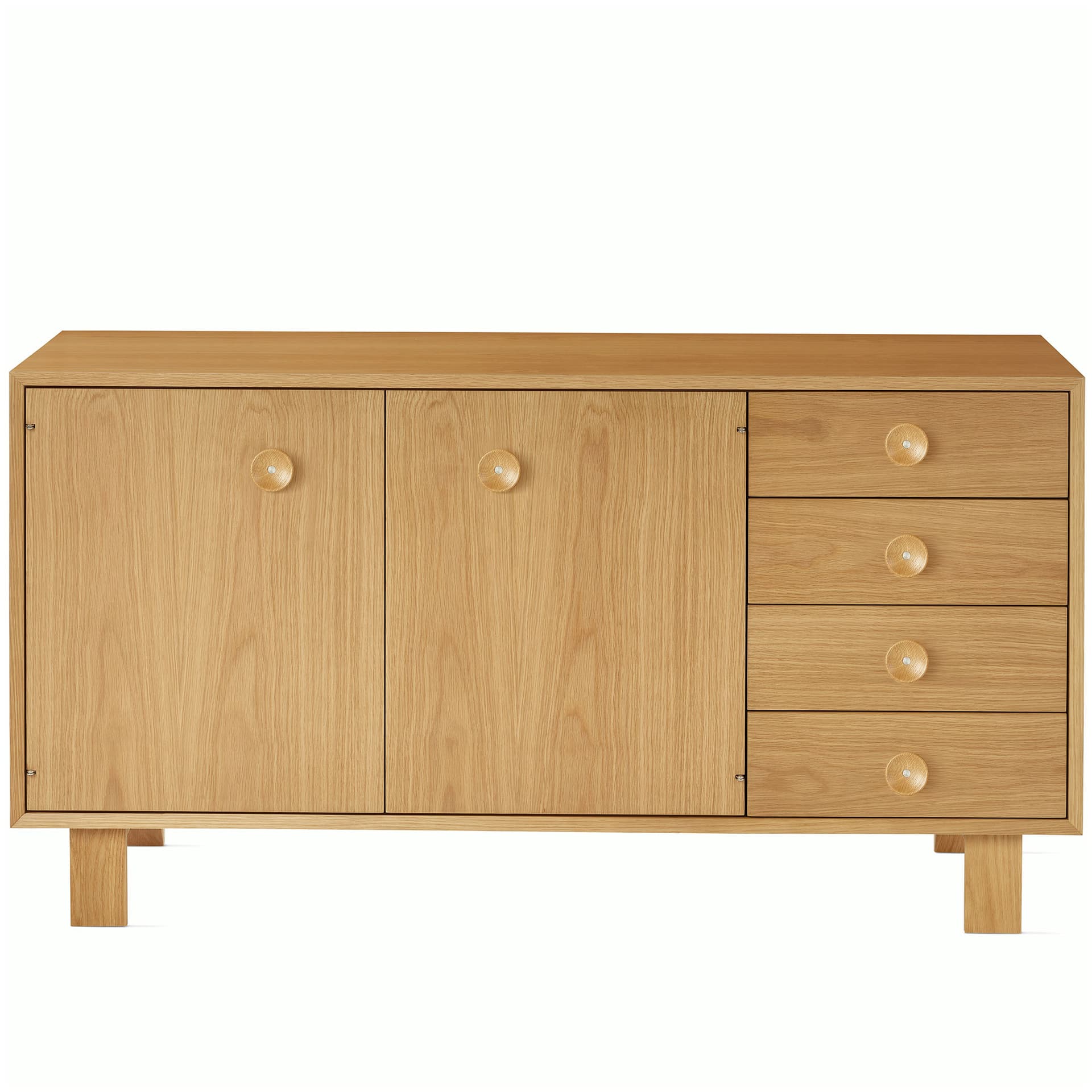 Nelson Basic Cabinet Series Credenza / standard legs / wood cupcake pulls / white oak finish