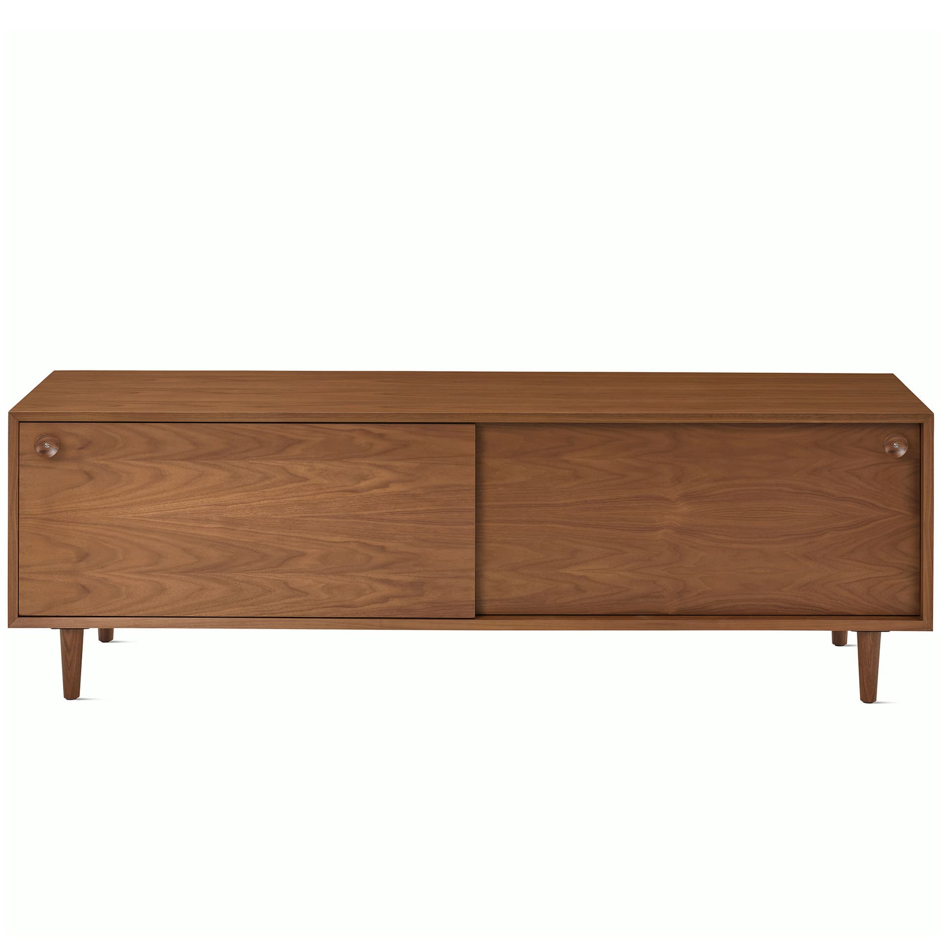 Nelson Basic Cabinet Series Media Unit / tapered legs / wood cupcake pulls / walnut finish