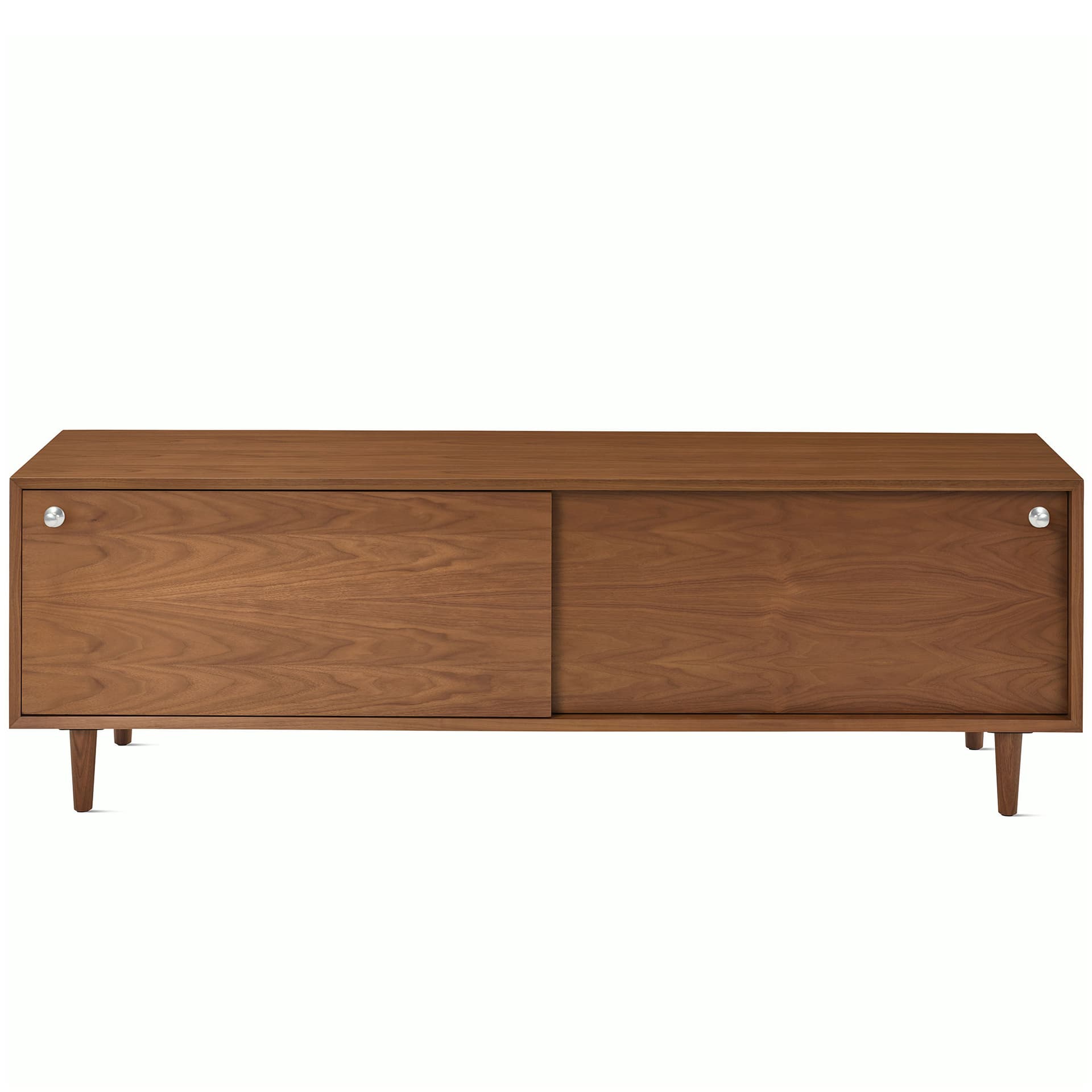 Nelson Basic Cabinet Series Media Unit / tapered legs / aluminum pawn pulls / walnut finish