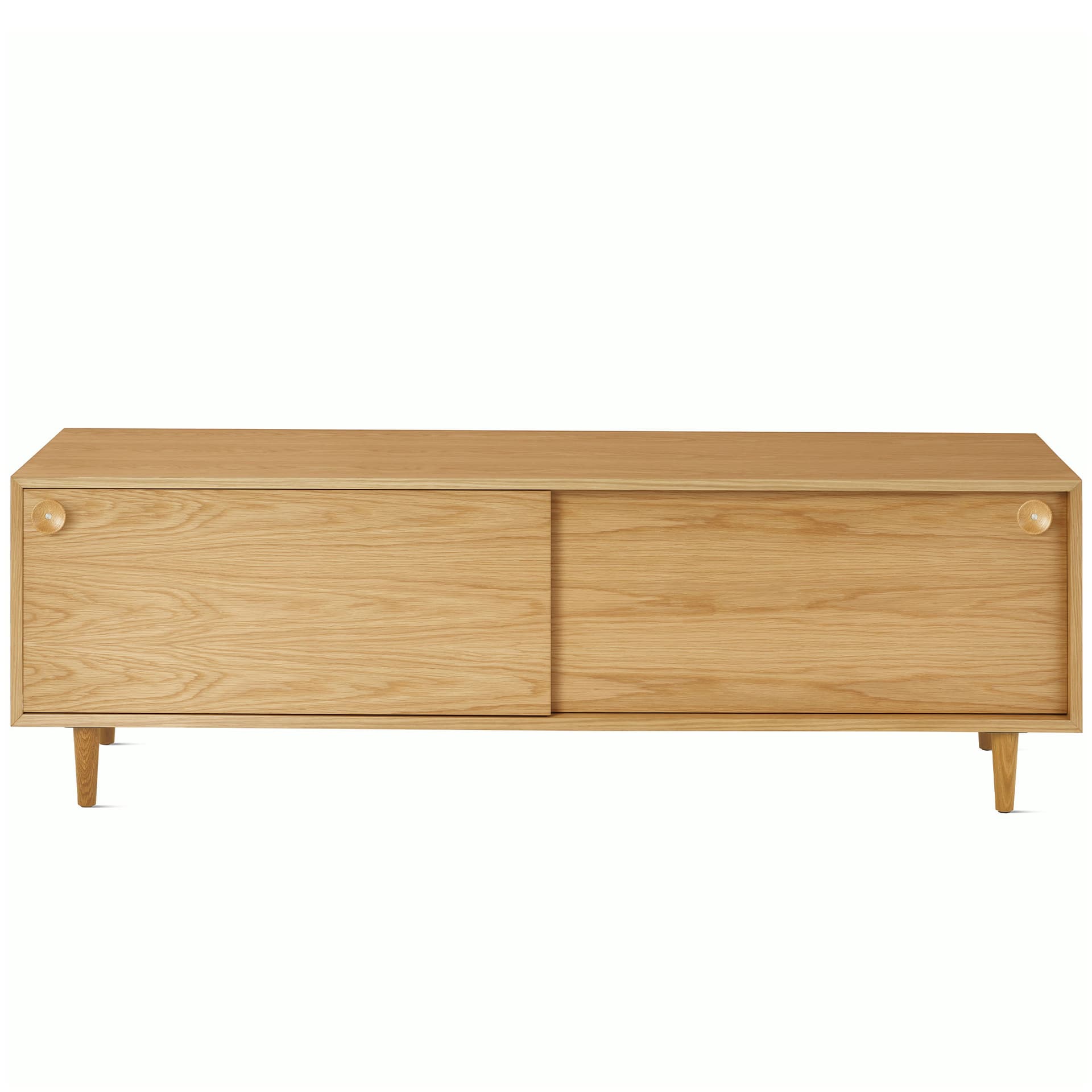 Nelson Basic Cabinet Series Media Unit / tapered legs / wood cupcake pulls / white oak finish