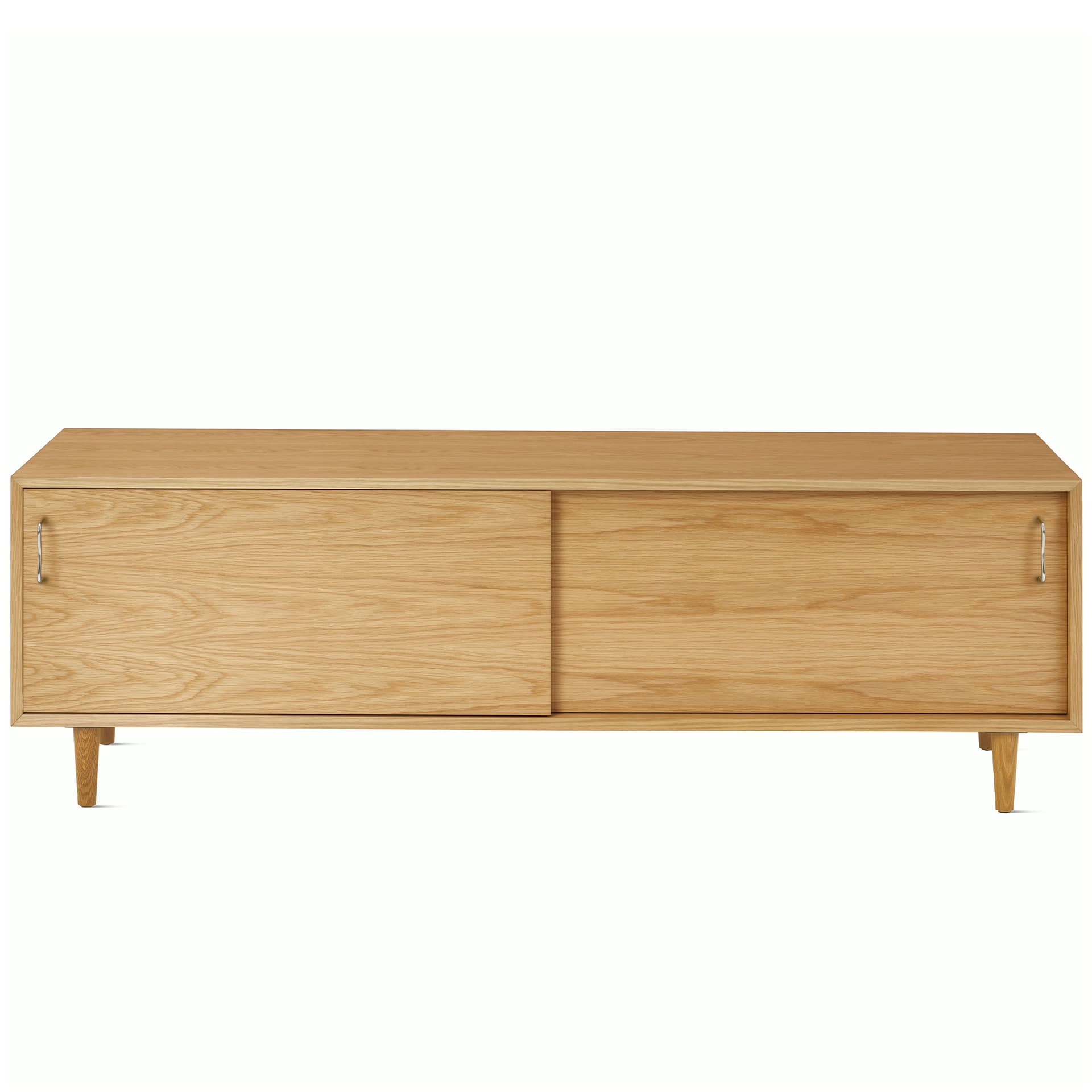 Nelson Basic Cabinet Series Media Unit / tapered legs / aluminum wavy pulls / white oak finish