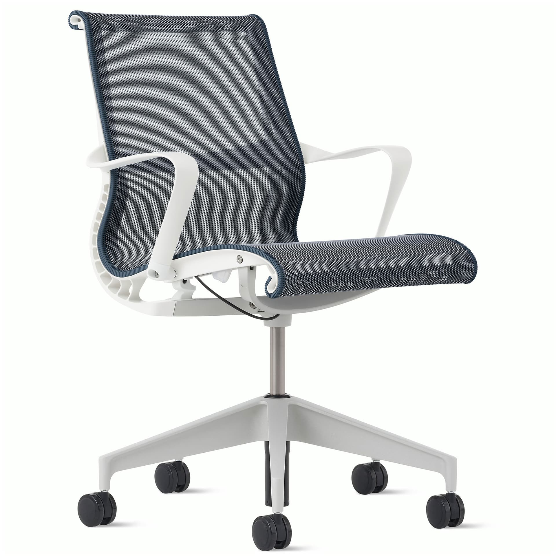 setu chair by Herman Miller / nightfall intercept mesh / white frame / silver-alloy base