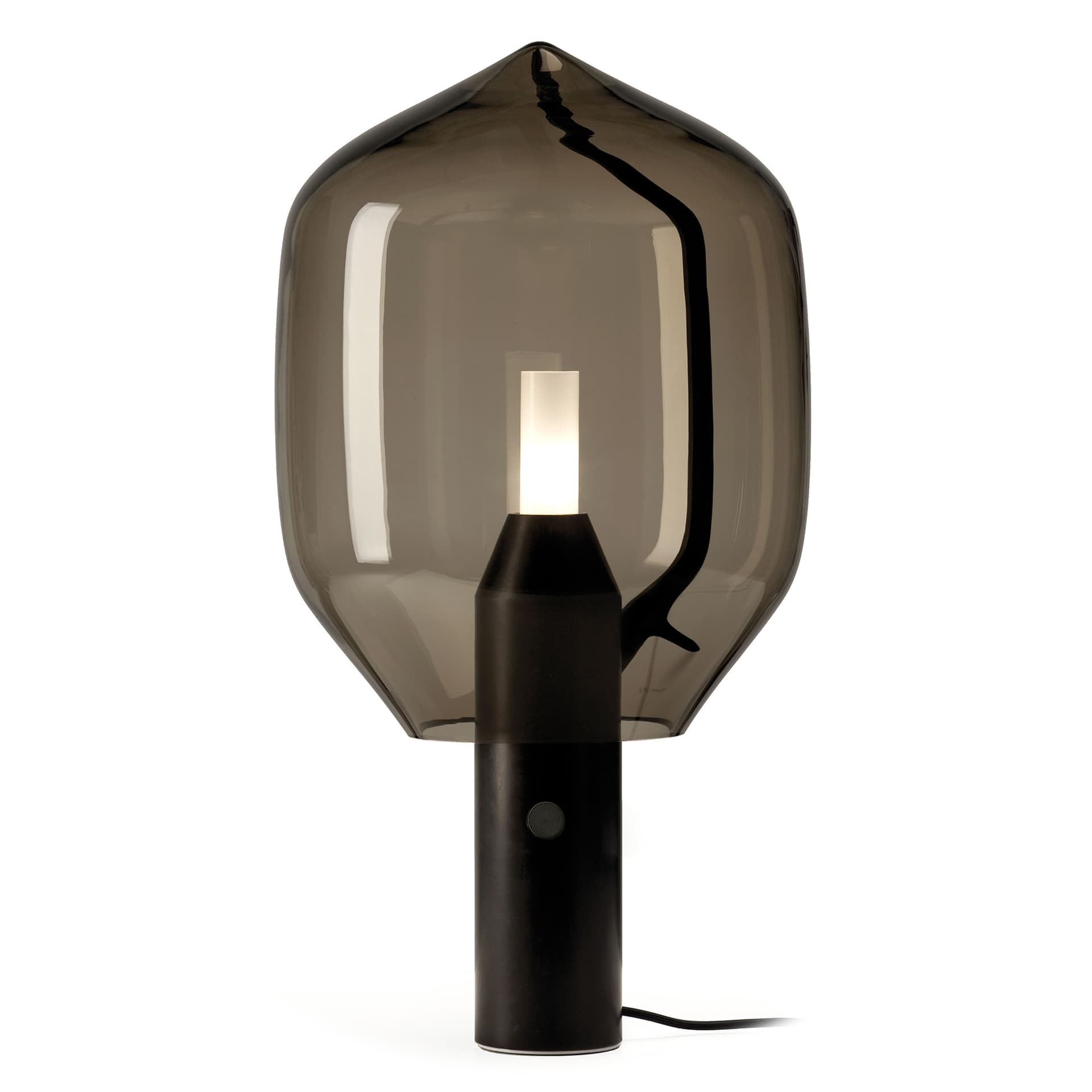 Lighthouse Table Lamp / grey shade / marquina black marble base