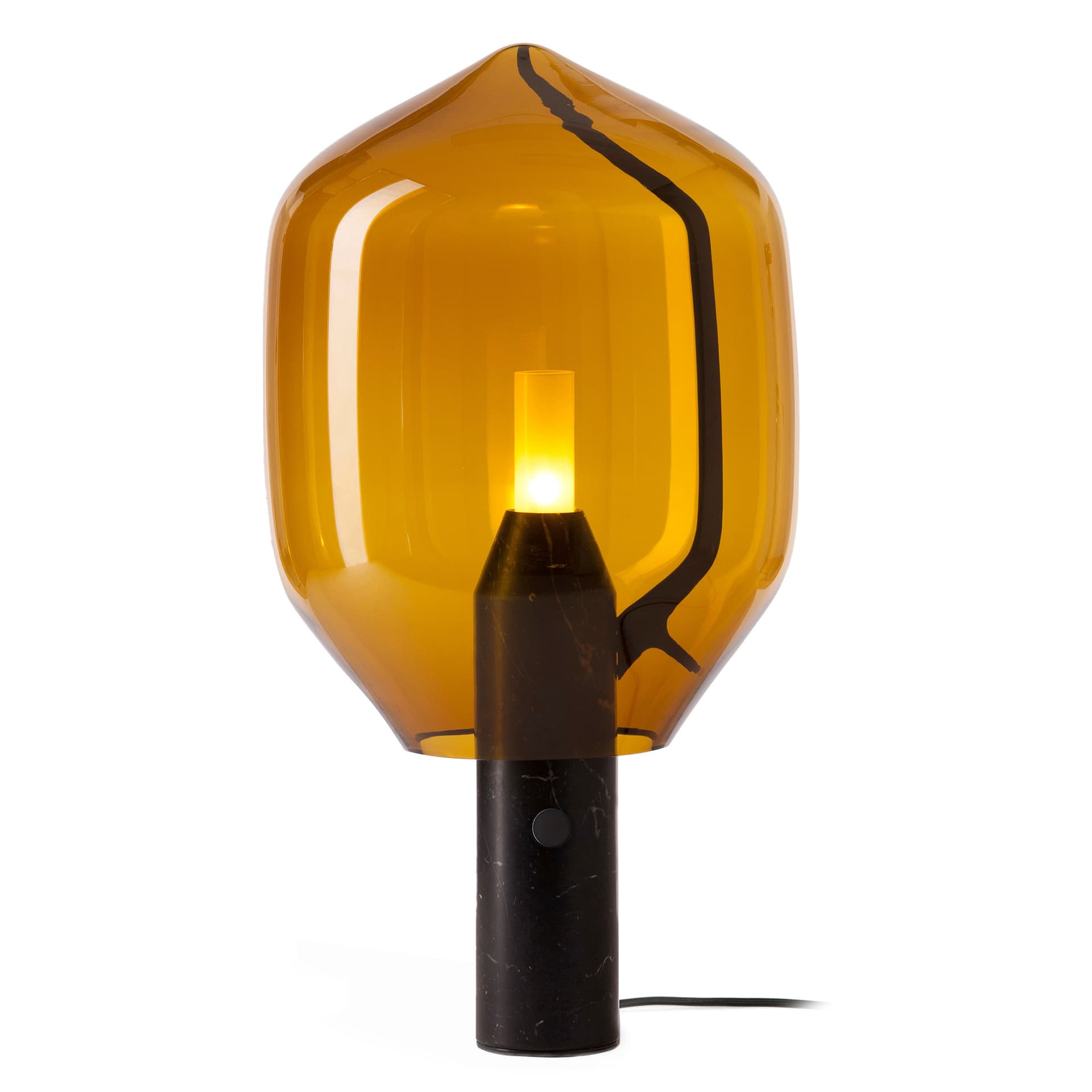 Lighthouse Table Lamp / amber shade / marquina black marble base