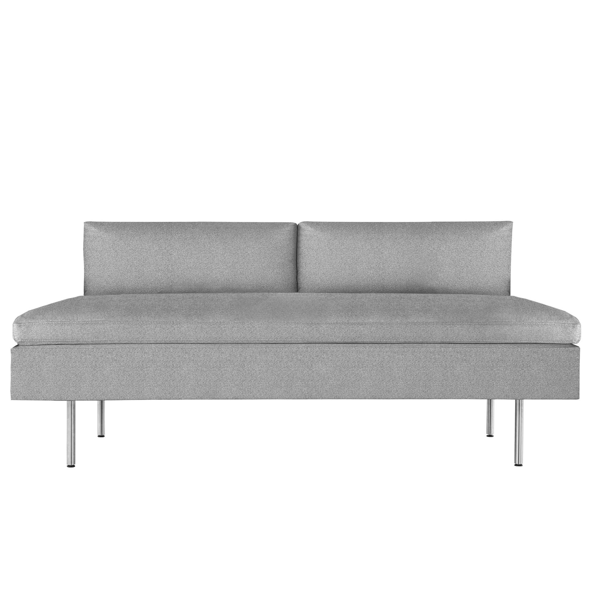 bolster 2 seat settee / armless / medley, pewter upholstery / not fire retardant