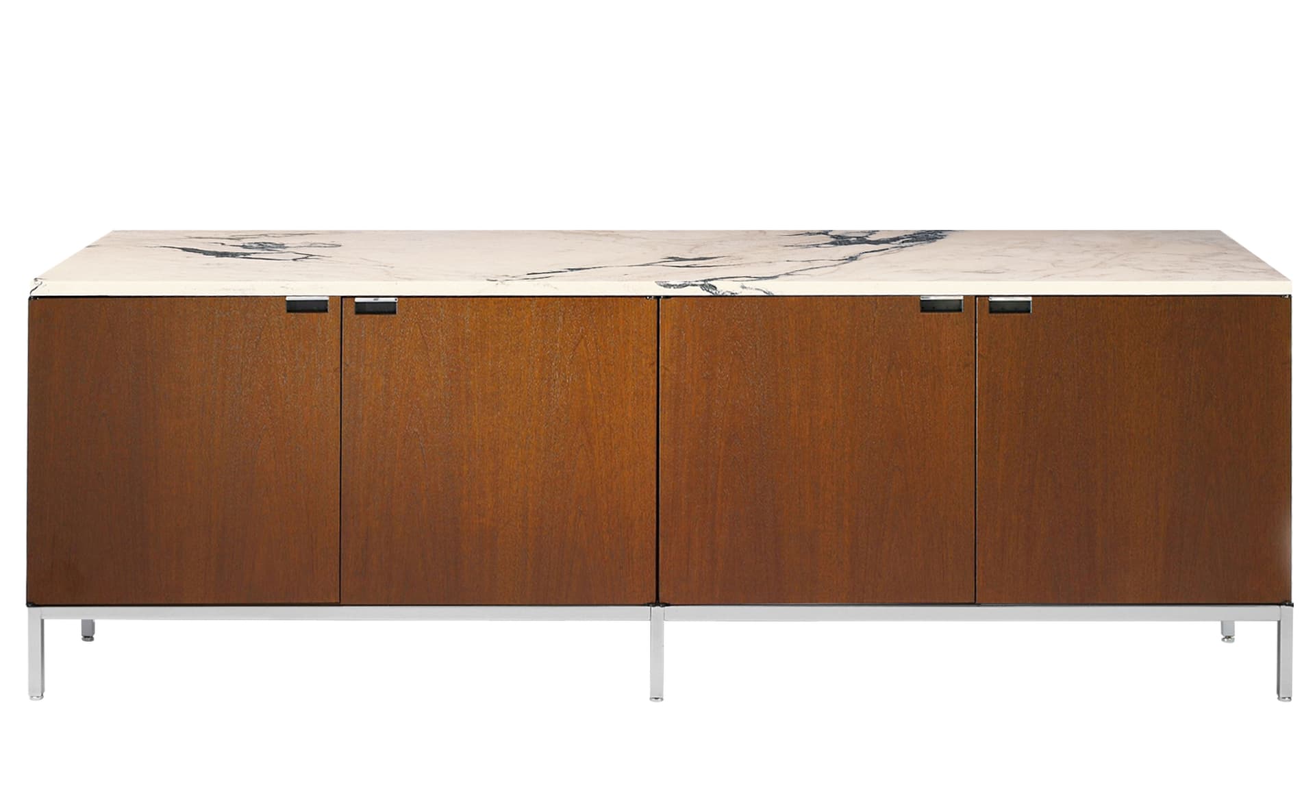 2544M / all cabinets / polished chrome base / medium brown mahogany body / satin coated arabescato marble top / no central locking system