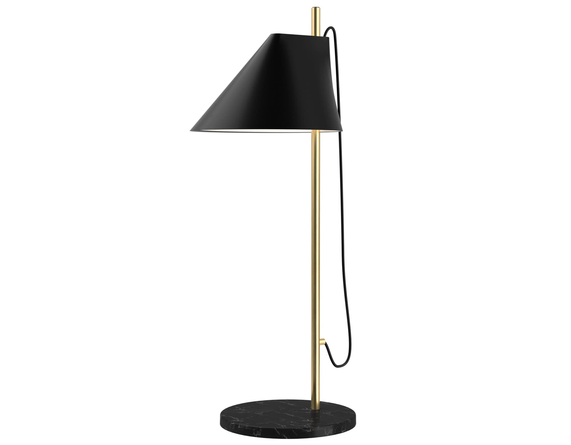 yuh table lamp / black shade - brass stem - black marble base