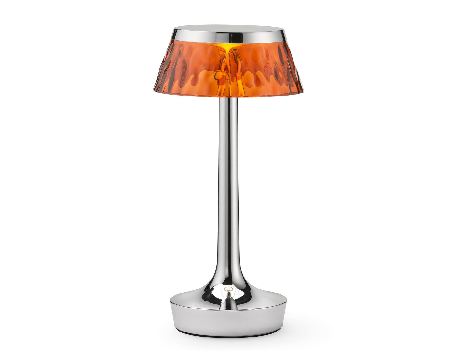 bon jour unplugged table lamp / chrome / amber