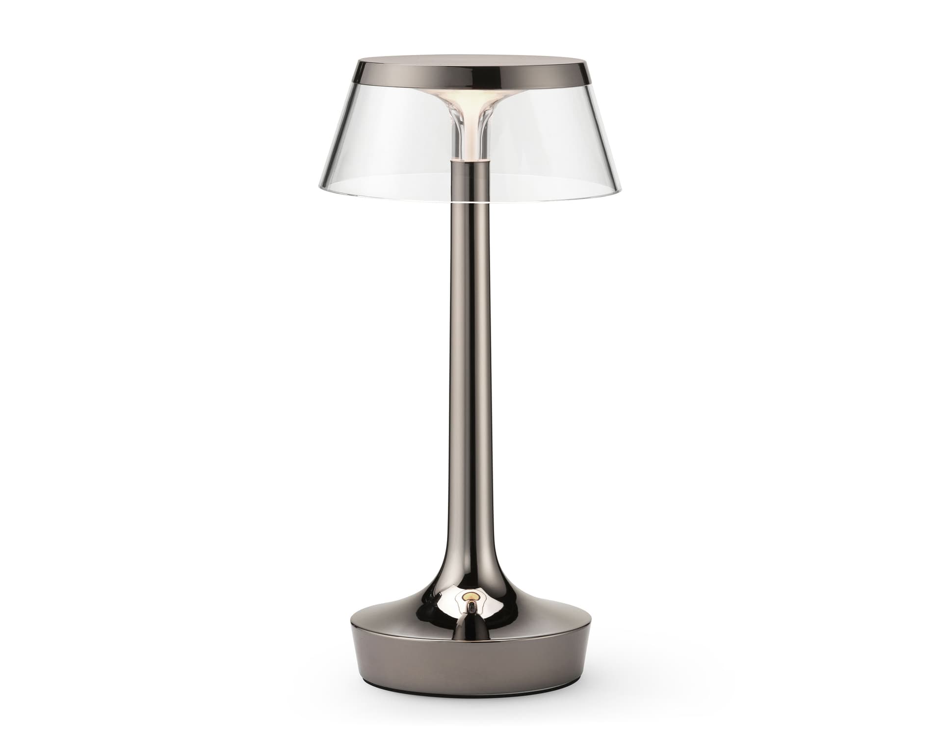 bon jour unplugged table lamp / black chrome / transparent