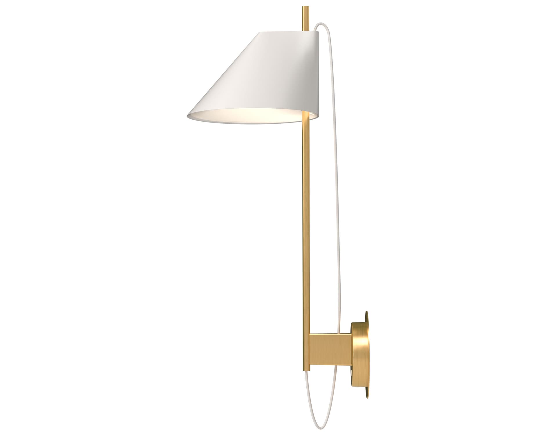 yuh wall lamp / white shade - brass stem