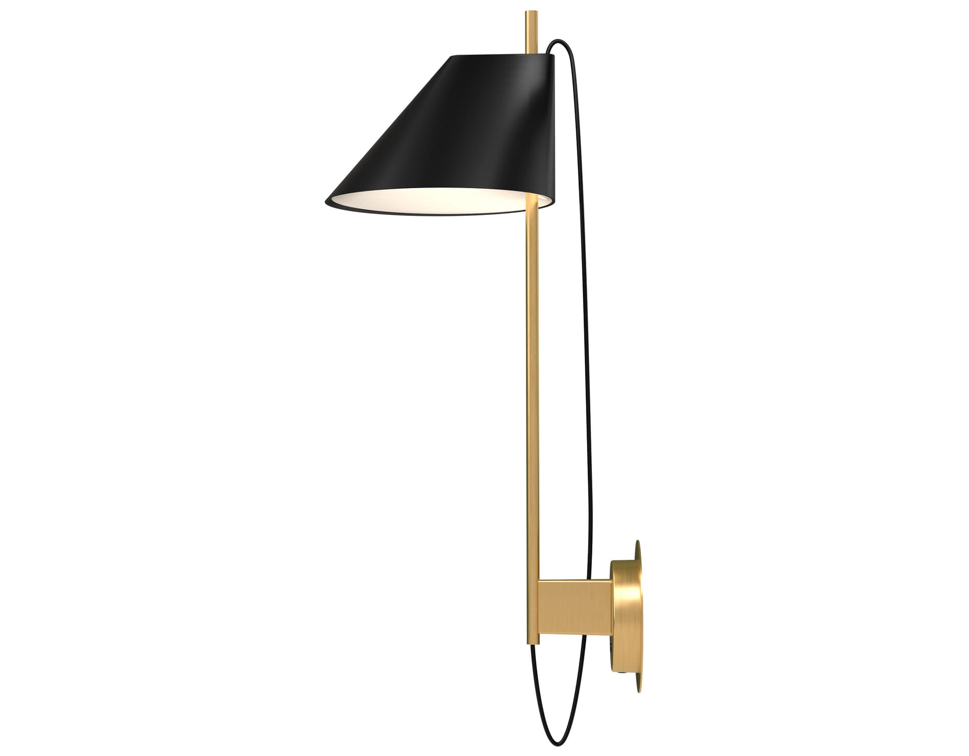 yuh wall lamp / black shade - brass stem