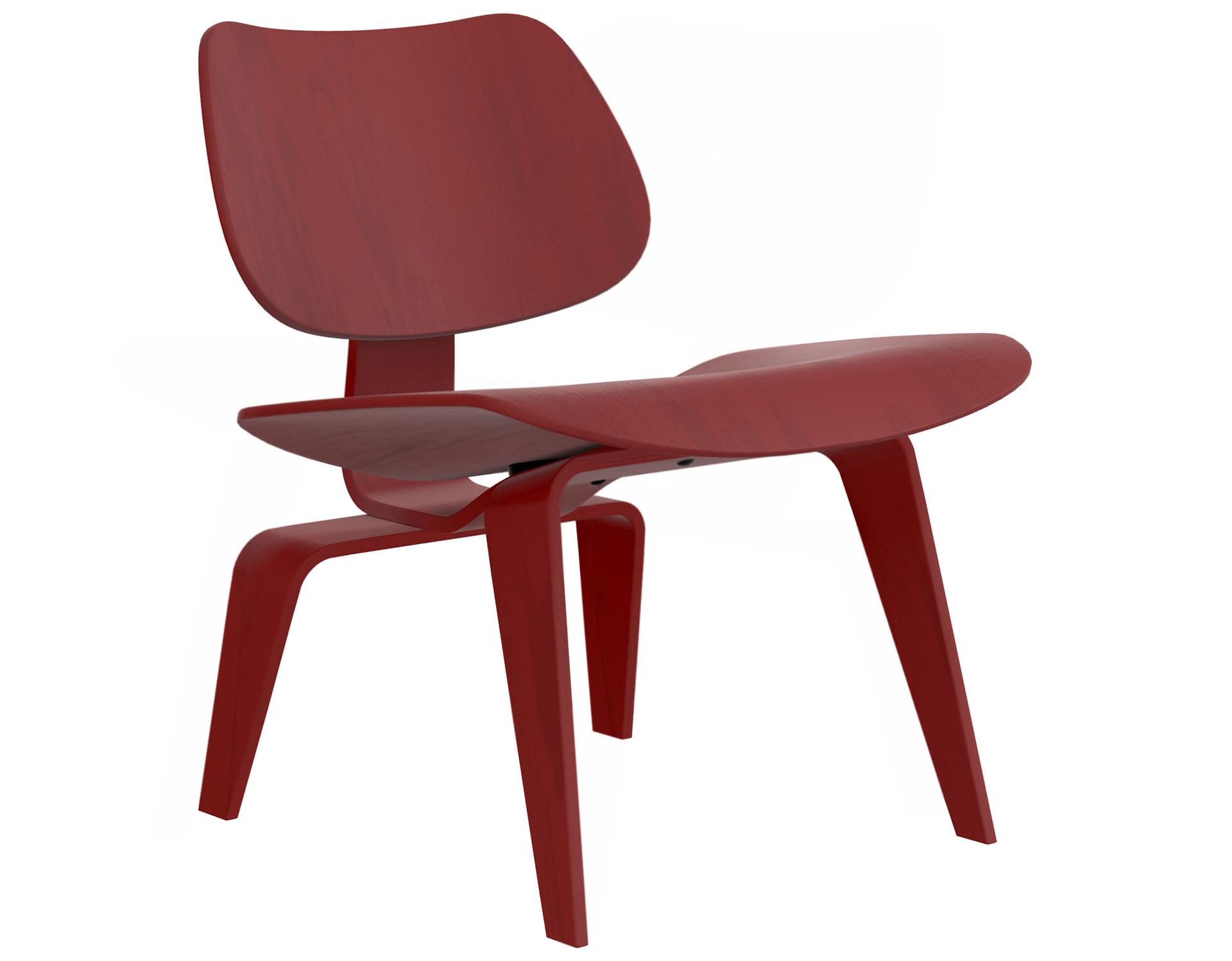 eames molded plywood lounge chair lcw / red stained birch veneer