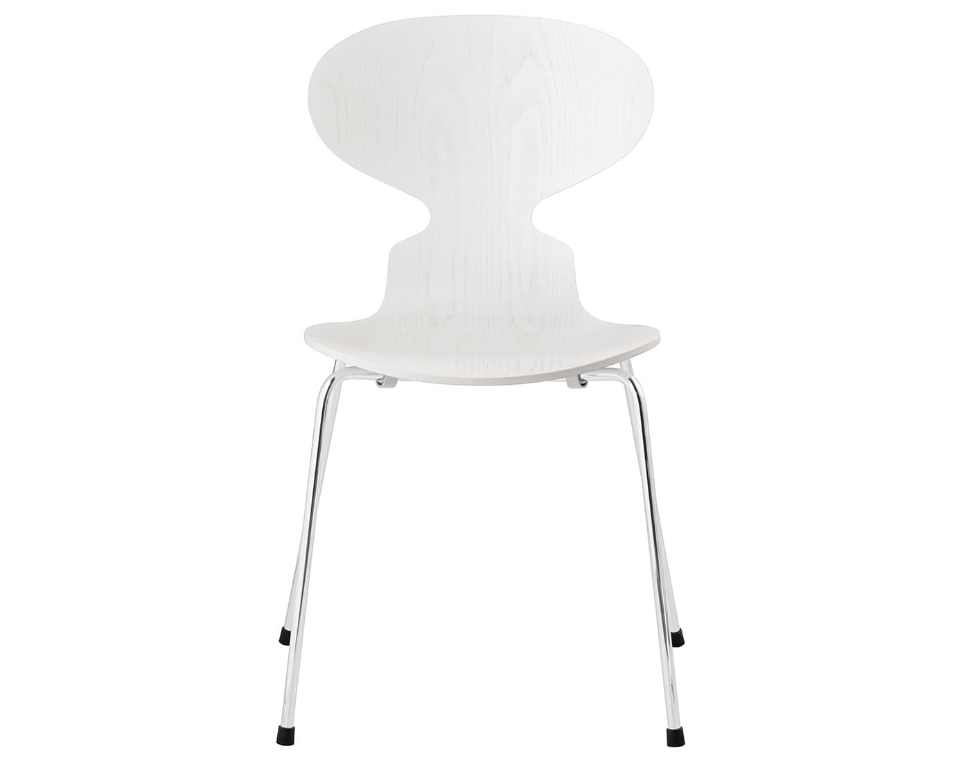 4 leg ant chair color / standard seat height / white colored ash shell / chrome legs / standard glides