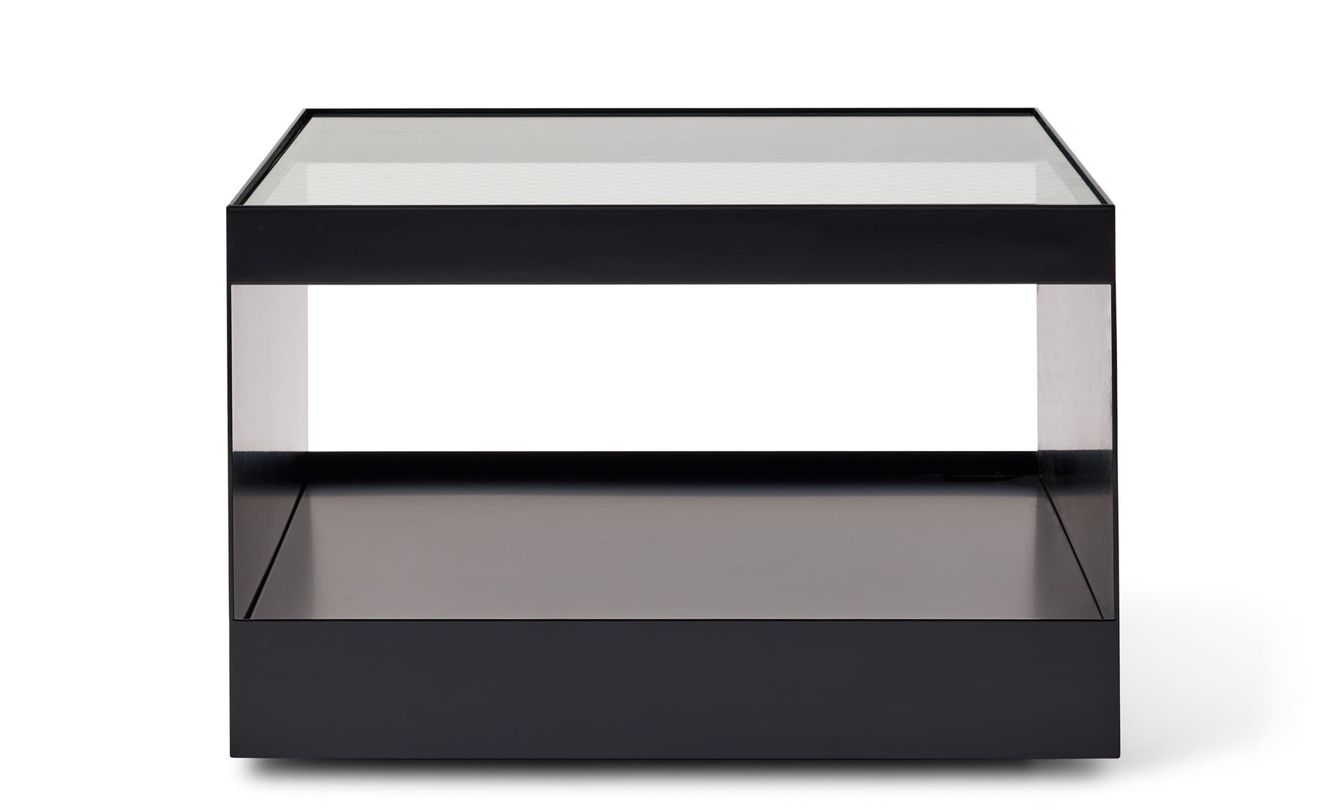 D'Urso Occasional Table / 22" square, 14.5" height - wired glass / ultra black base