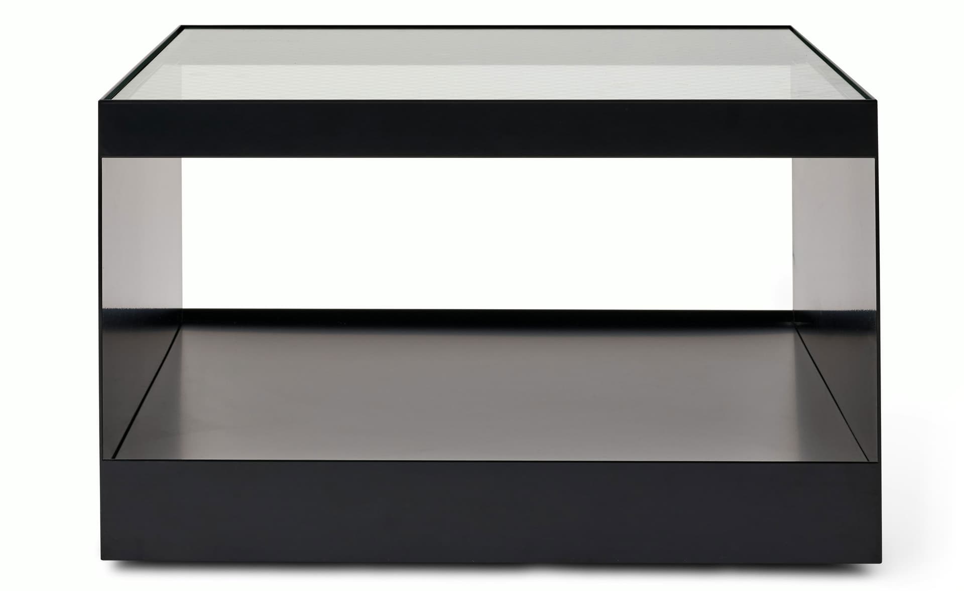 D'Urso Occasional Table / 27" square, 16" height - wired glass / ultra black base