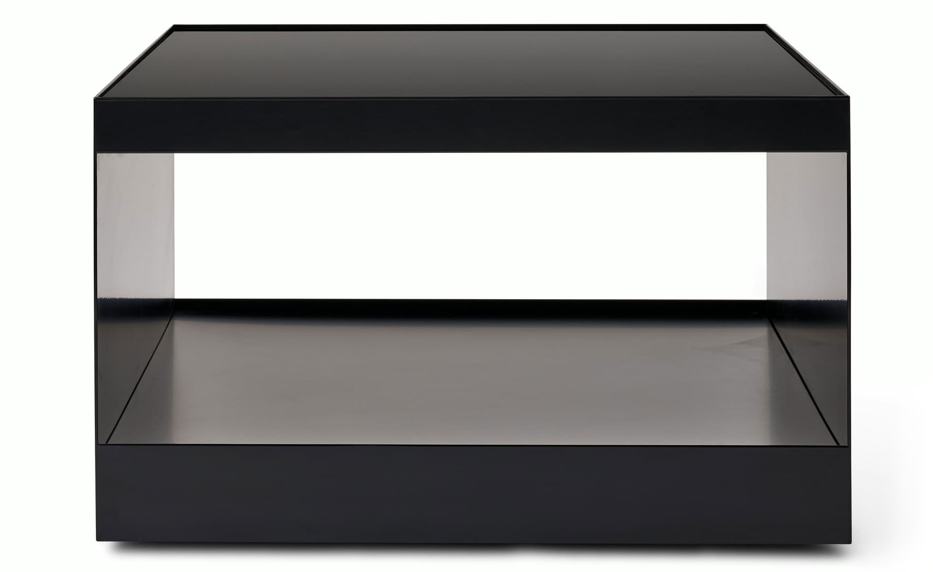 D'Urso Occasional Table / 27" square, 16" height - black painted glass / ultra black base