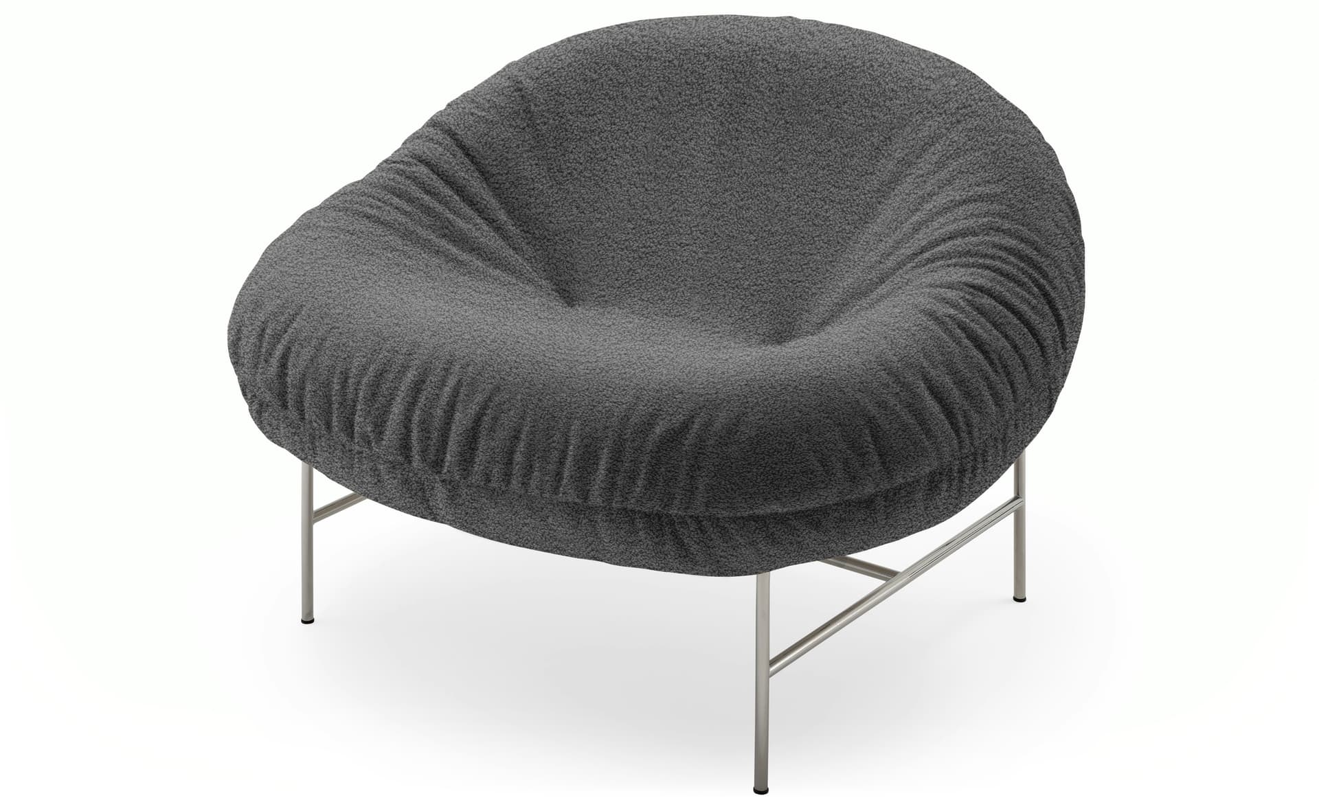 Perron Bun Lounge / chrome base / puff, charcoal
