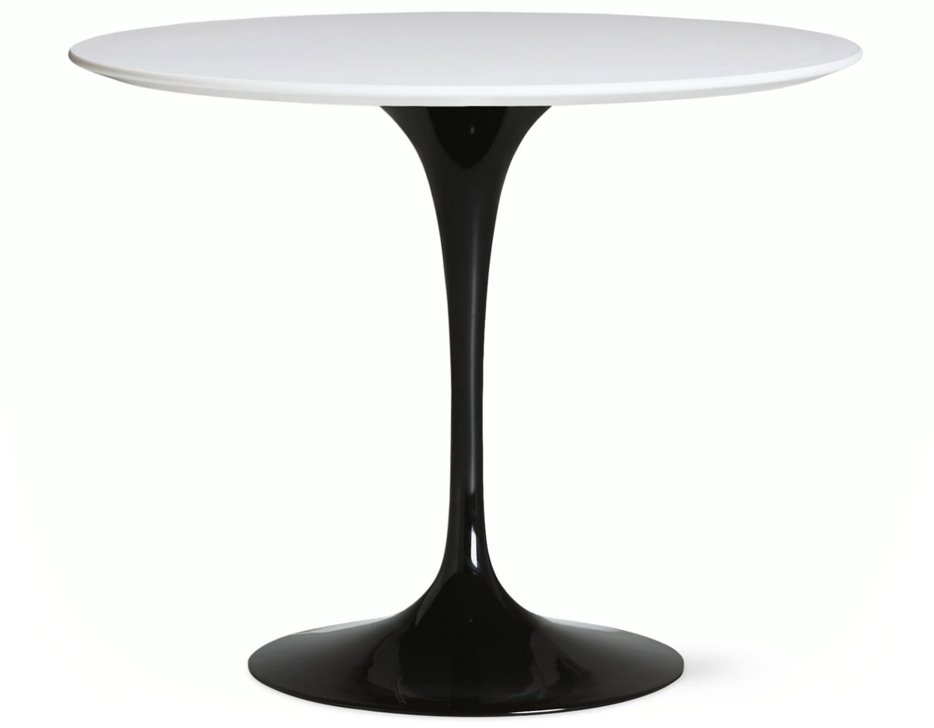 saarinen dining table - 35" round / high gloss - black / laminate - white