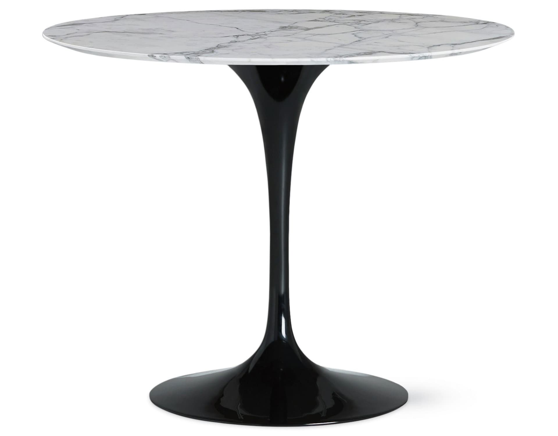 saarinen dining table - 35" round / high gloss - black / polished marble - arabescato