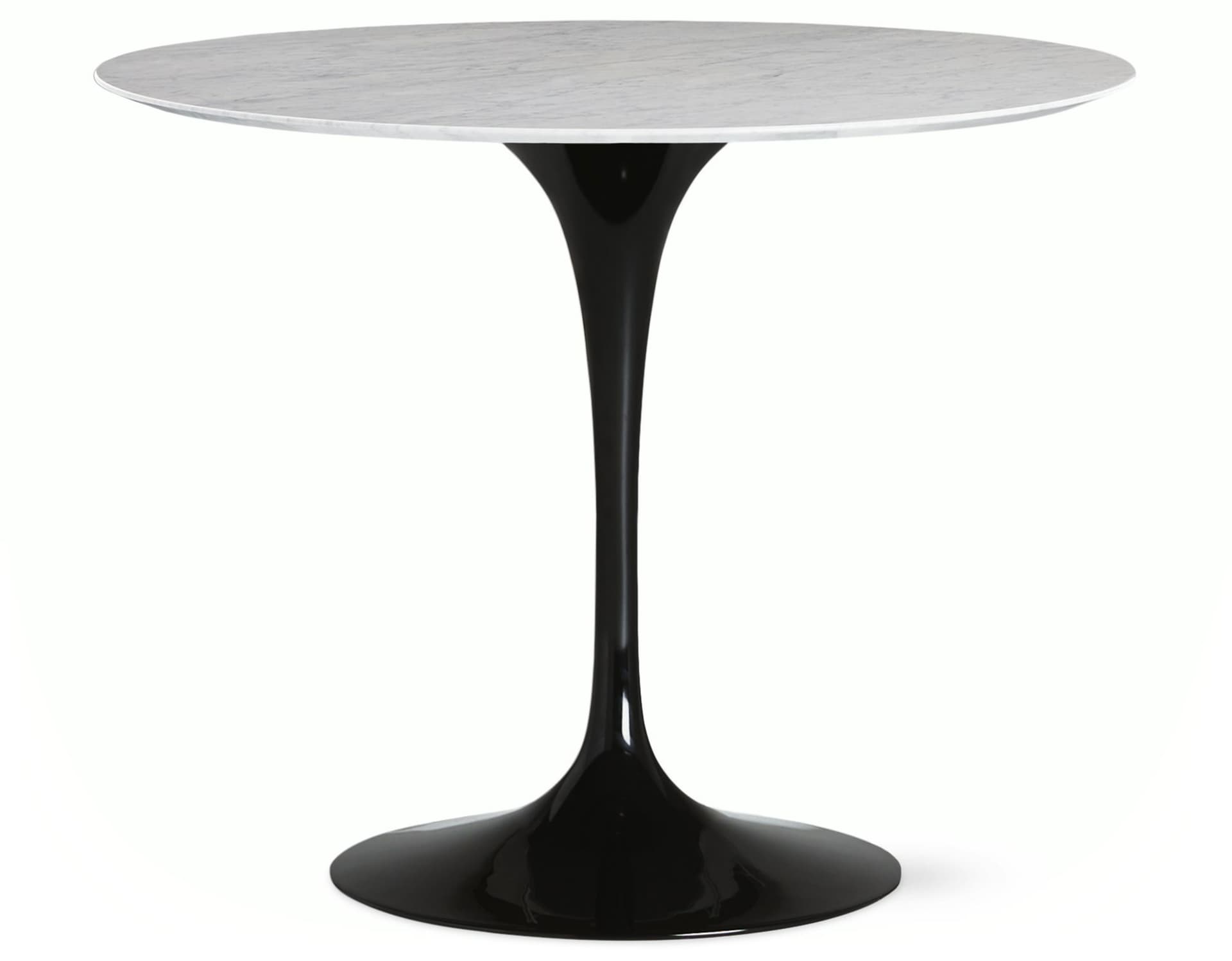 saarinen dining table - 35" round / high gloss - black / satin marble - carrara