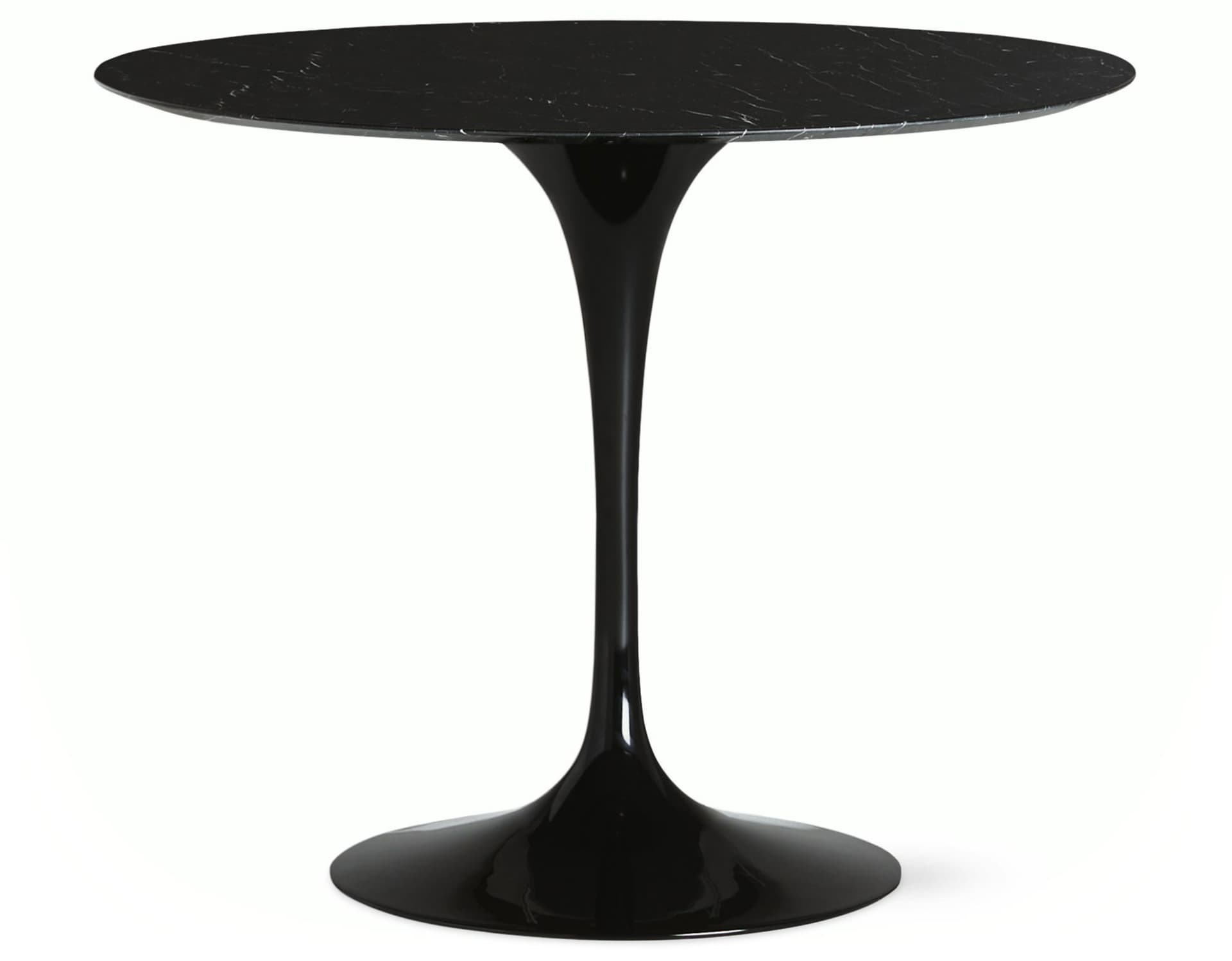 saarinen dining table - 35" round / high gloss - black / polished marble - nero marquina