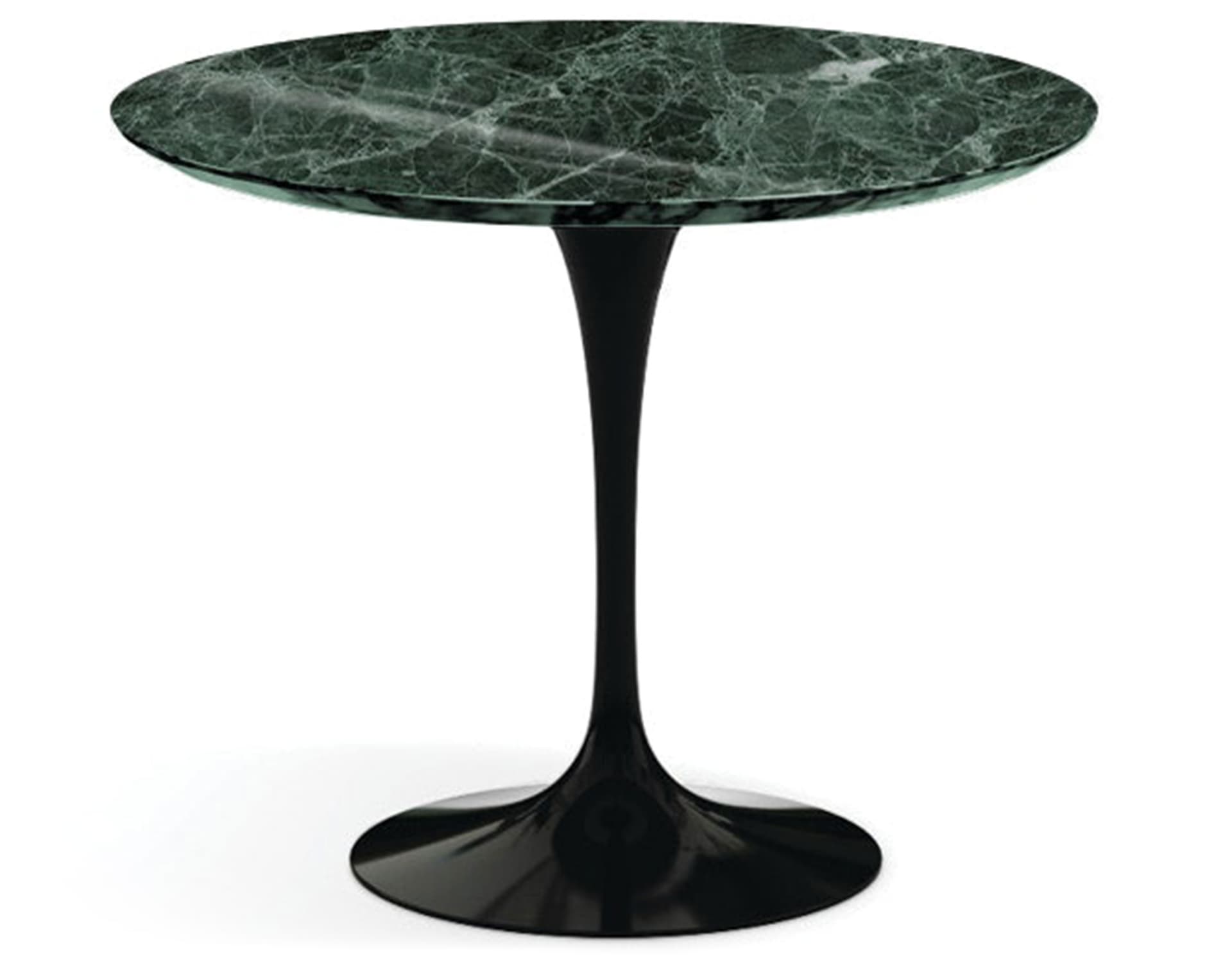 saarinen dining table - 35" round / high gloss - black / polished marble - verde alpi