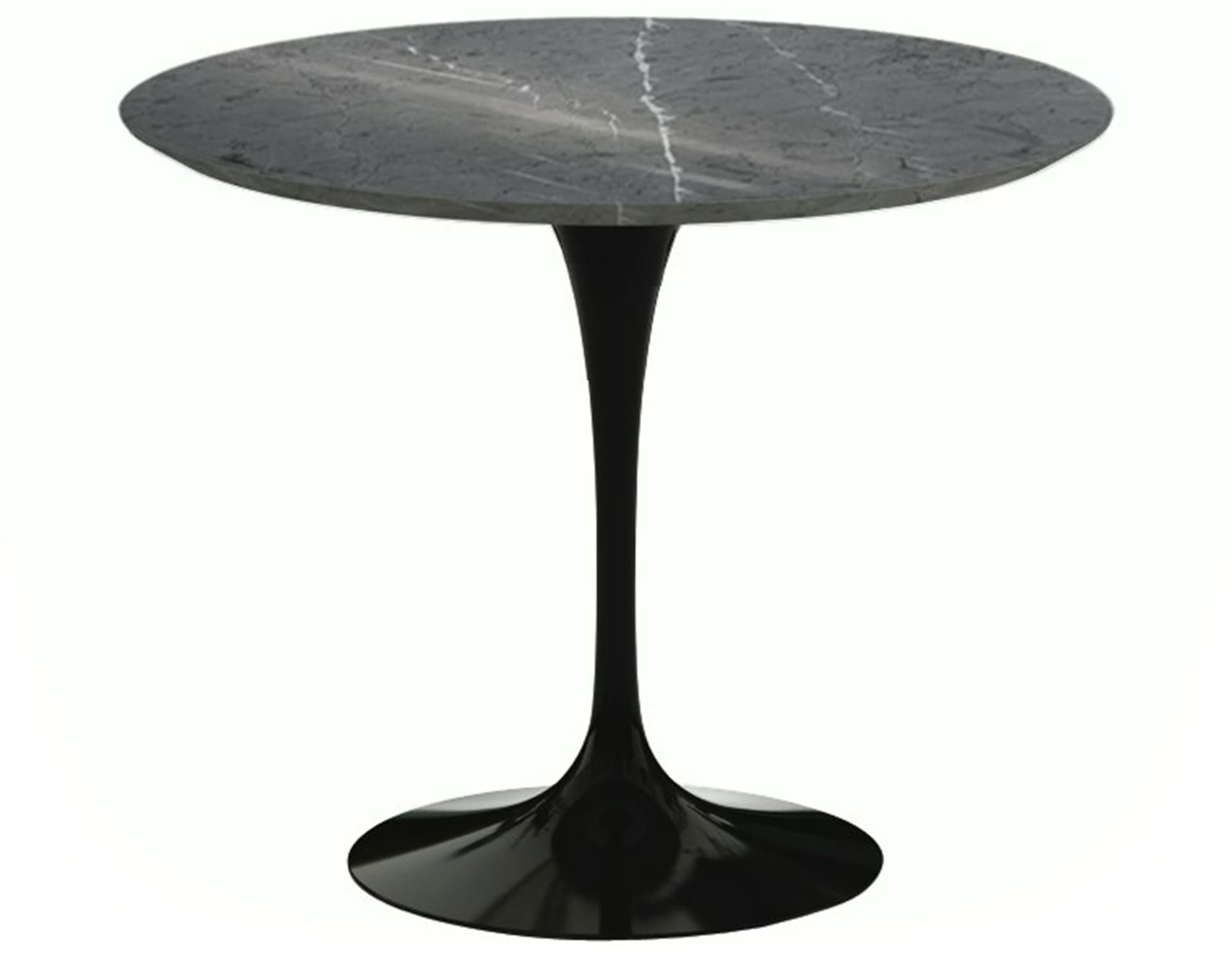 saarinen dining table - 35" round / high gloss - black / polished marble - grigio marquina