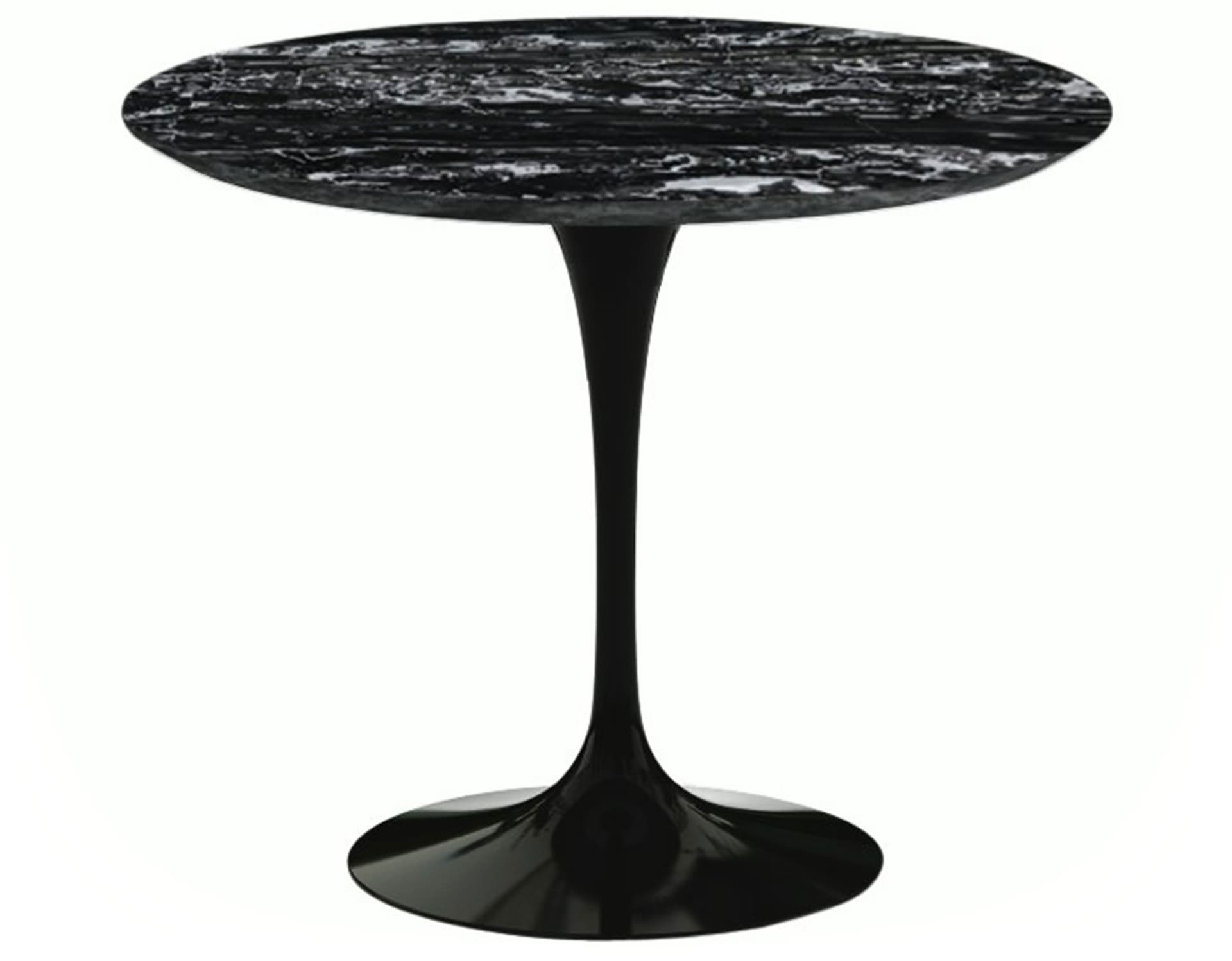 saarinen dining table - 35" round / high gloss - black / polished marble - portoro