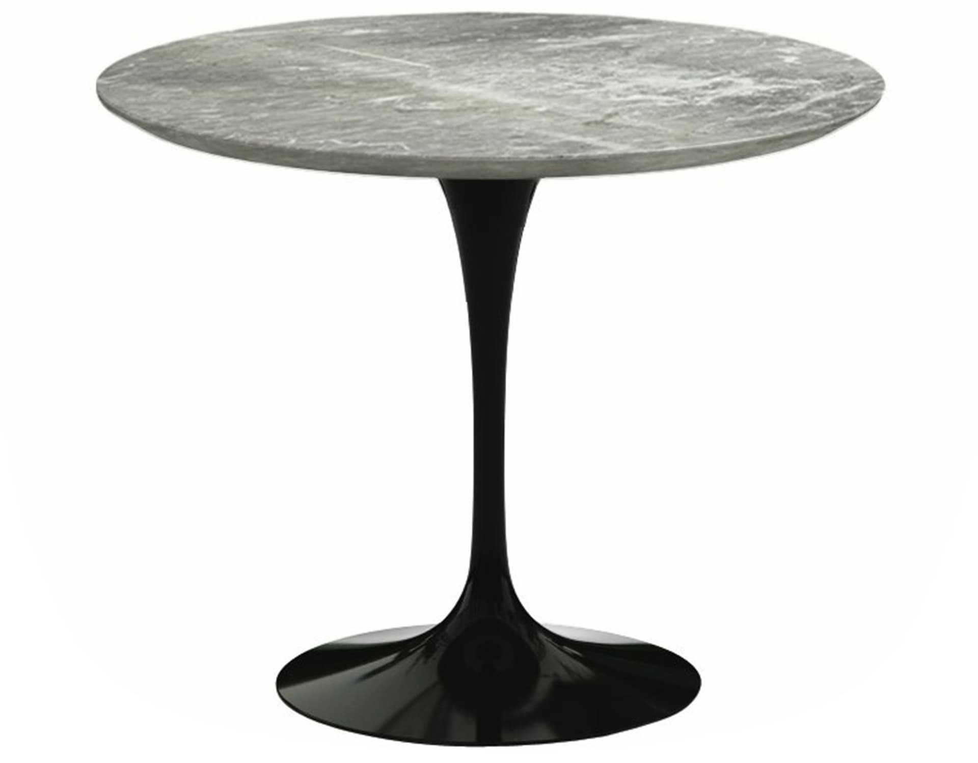 saarinen dining table - 35" round / high gloss - black / satin marble - grey
