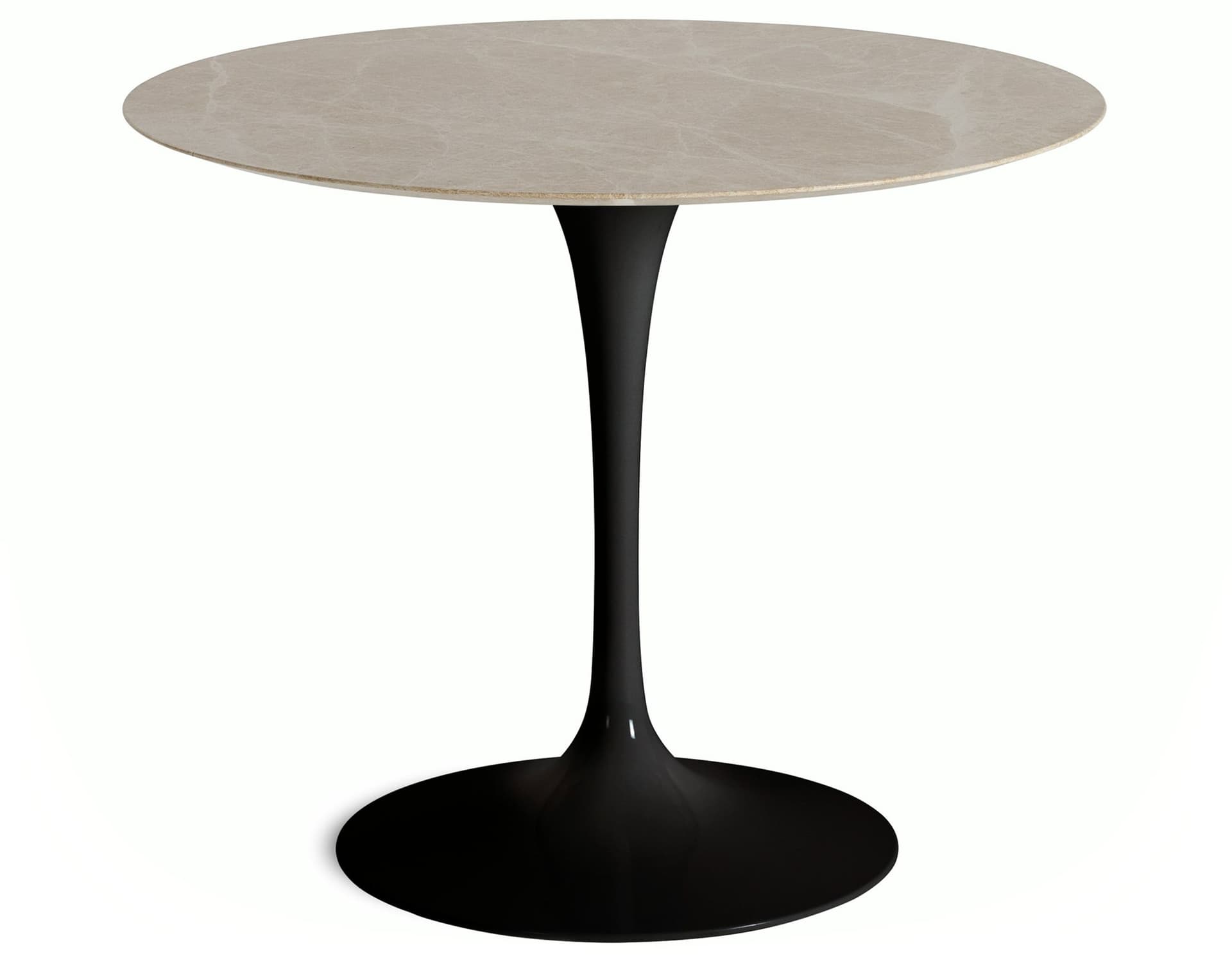 saarinen dining table - 35" round / high gloss - black / polished marble - emperador light